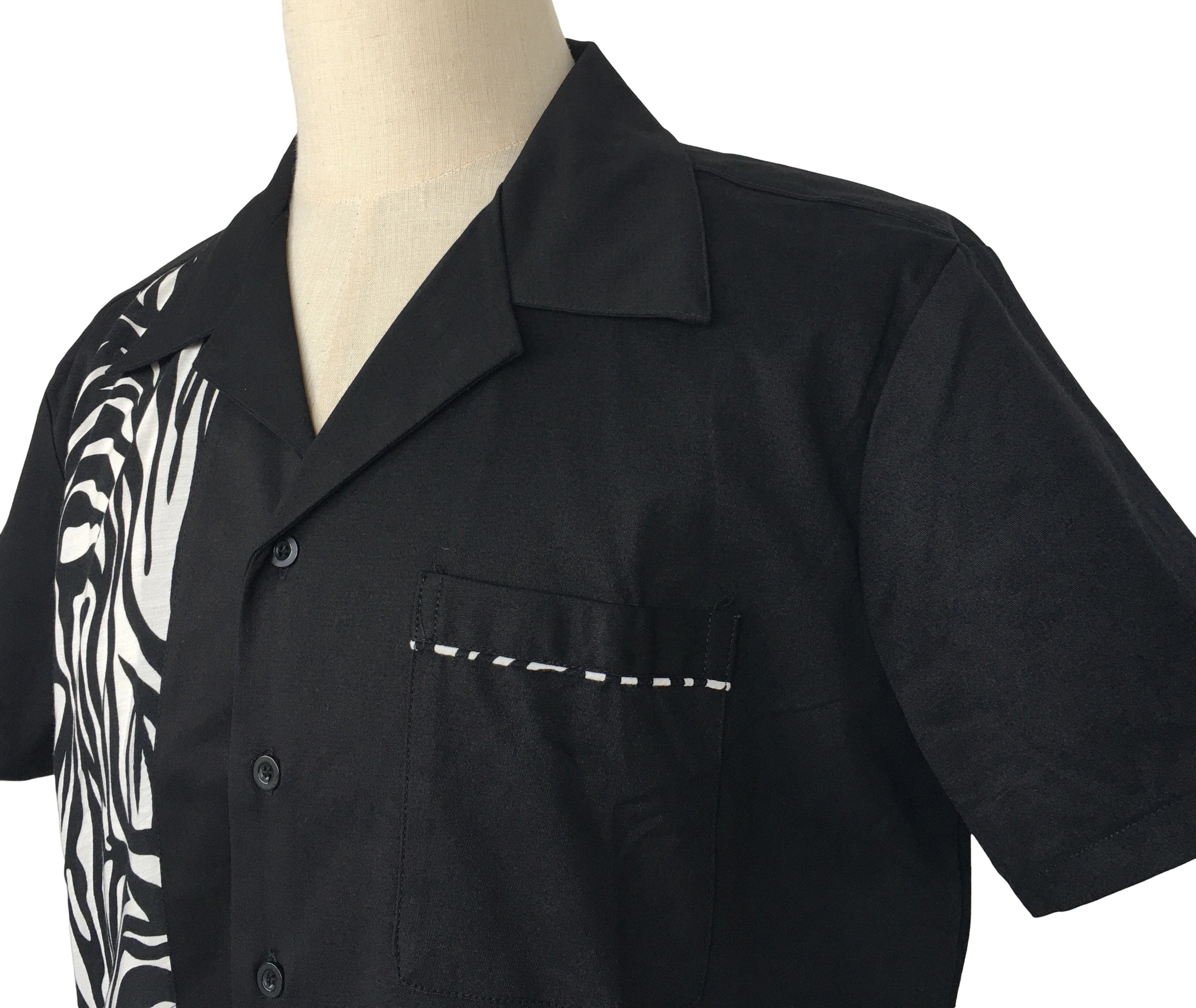 Other Pocket Black Men Shirts Contrast zebra Pattern Size US XL / EU 56 / 4 - 5 Thumbnail