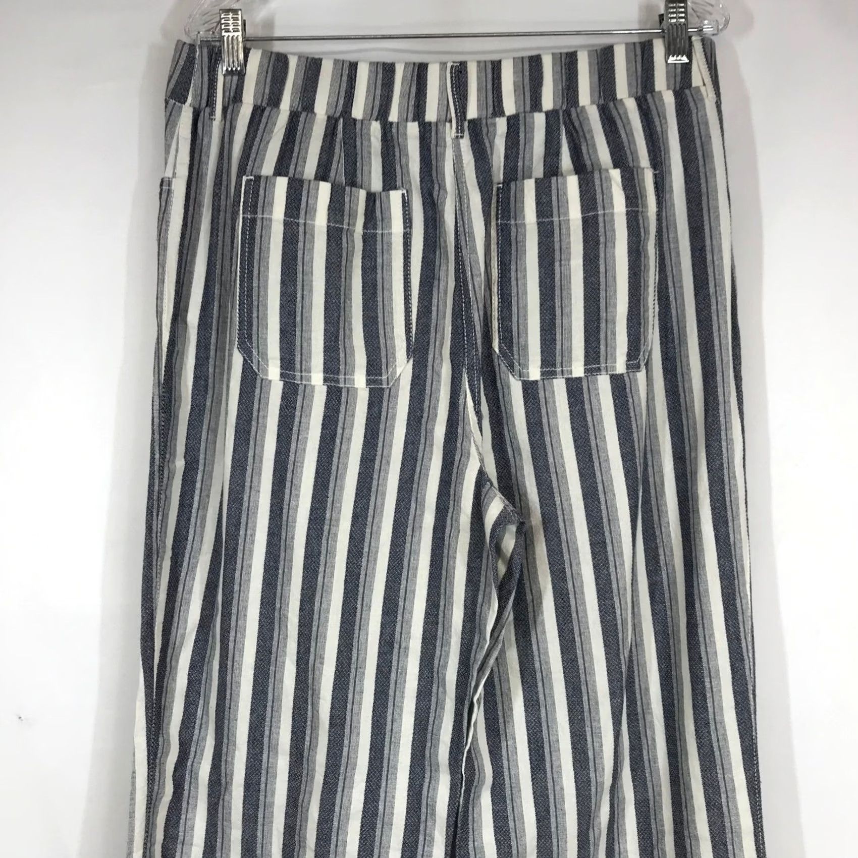 Vintage Chicos Cotton Pants Relaxed Fit Wide Leg Striped Blue White Size 1.5 Regular Womens Size 30" / US 8 / IT 44 - 5 Thumbnail