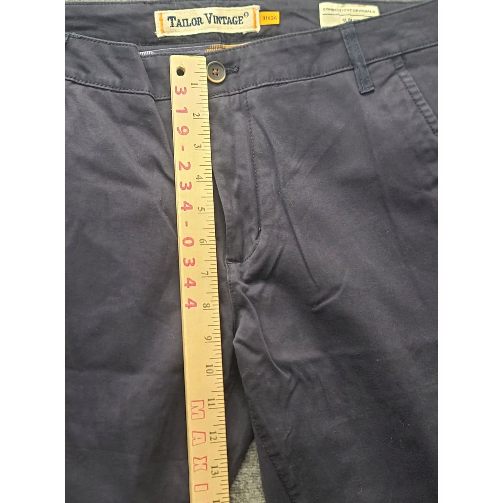 Vintage Tailor Vintage Pants Mens 31x34 Slim Fit Straight Leg Blue Cotton Spandex Chino Size US 31 - 5 Thumbnail