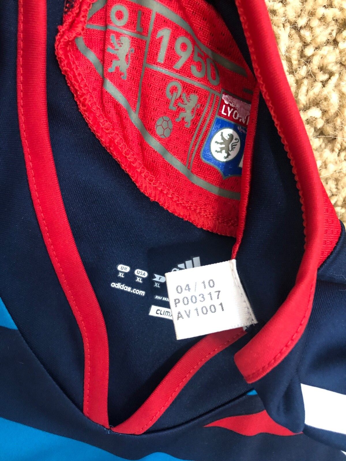 Adidas Olympique Lyonnais OL Adidas 2010/2011 CL Briand Jersey XL Size US XL / EU 56 / 4 - 8 Thumbnail