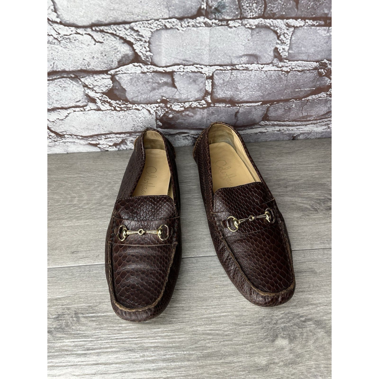 Cole Haan COLE HAAN Dark Mocha Brown Leather Python Print Shelby Flats Size US 7.5 / IT 37.5 - 3 Thumbnail
