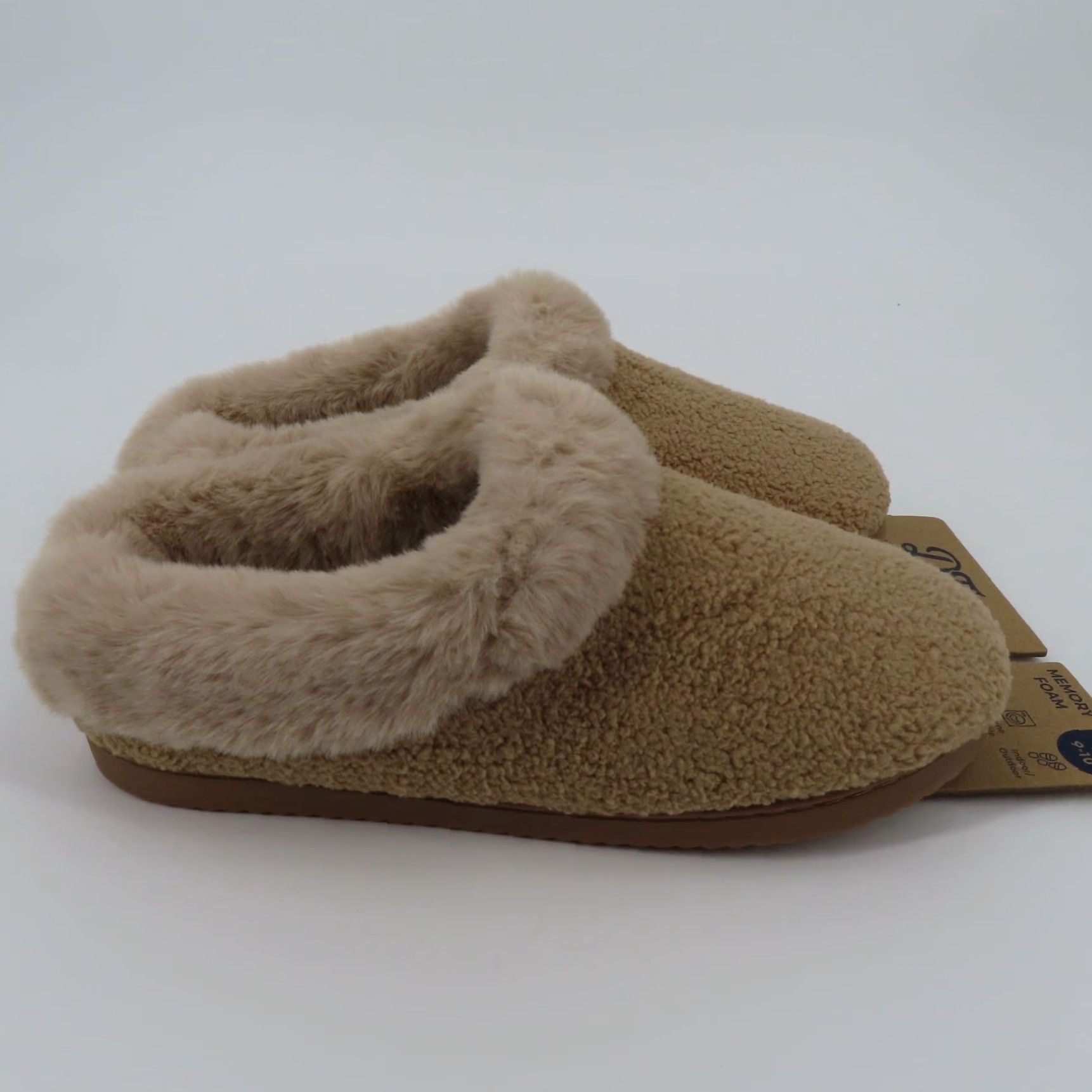 Vintage Dearfoams Women Slipper Indoor Outdoor Memory Foam Beige 9-10 Large NEW Size ONE SIZE - 7 Thumbnail