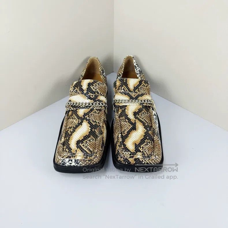 Martine Rose Martine Rose Snake-patterned chain square-toed loafers Size US 5 / EU 37 - 1 Thumbnail