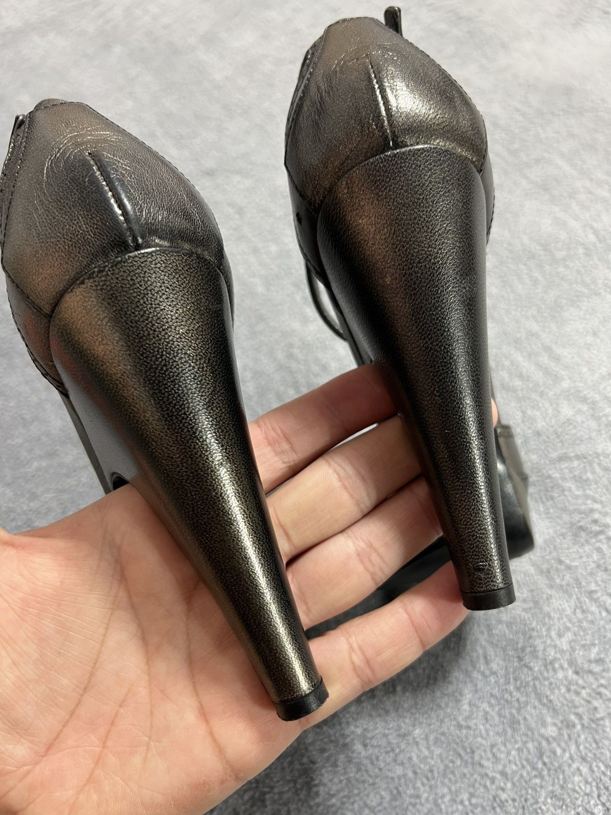 Prada Prada Metallic Leather Peep Toe Platform Heels Ankle Strap Size US 6 / IT 36 - 10 Thumbnail