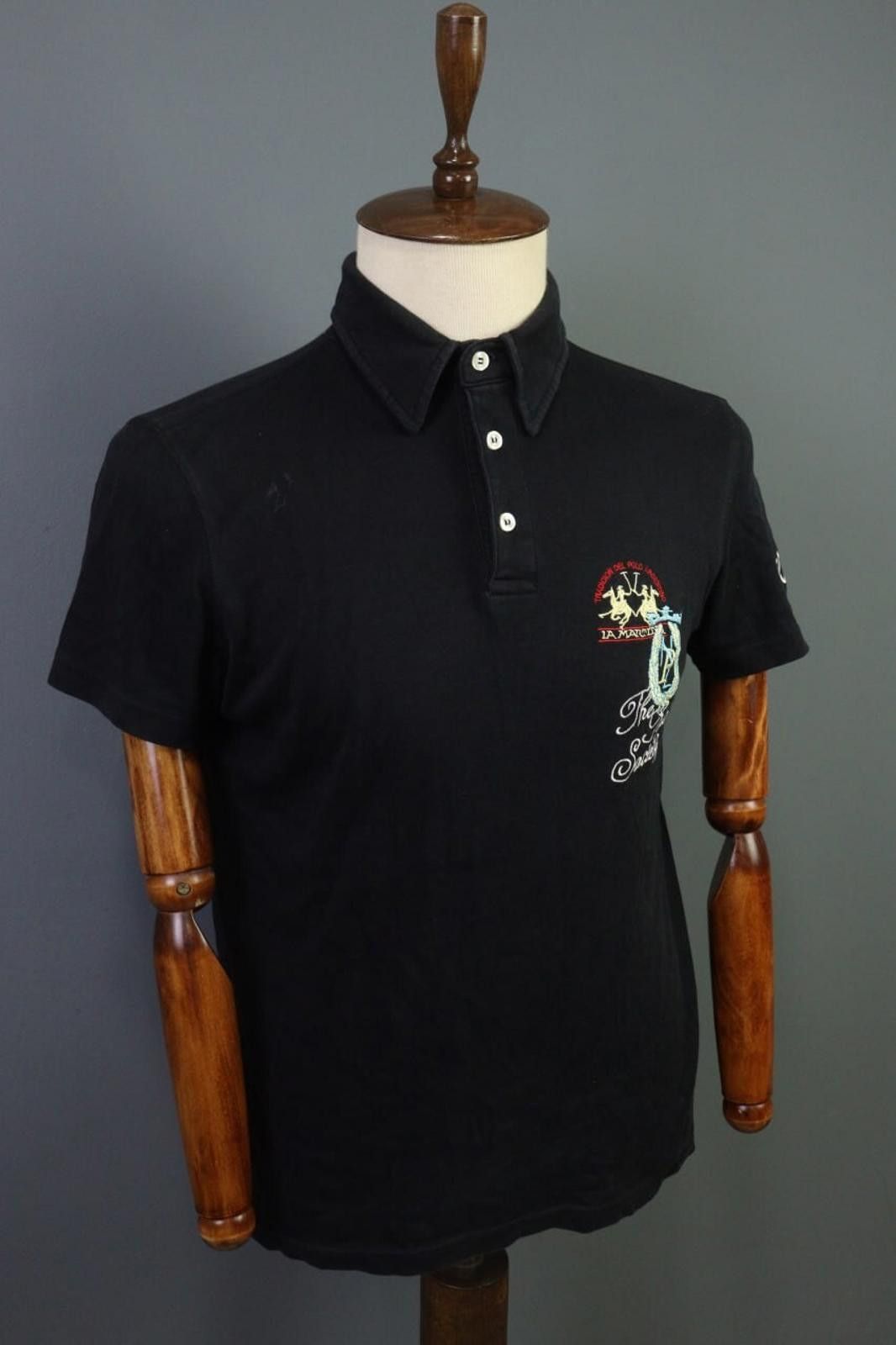 La Martina La Martina Black 100% Cotton Collared Polo Shirt Size L Size US L / EU 52-54 / 3 - 9 Thumbnail