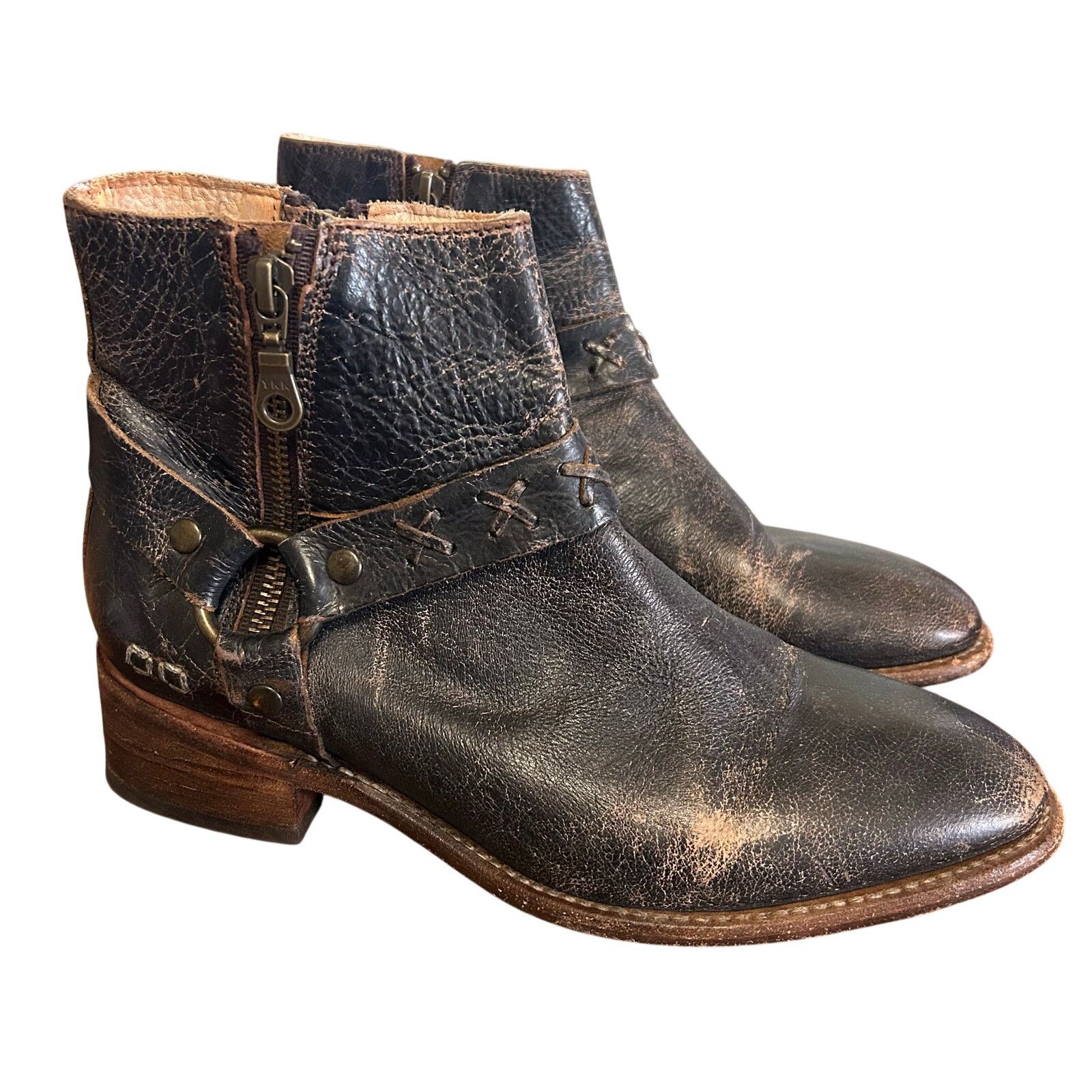 Bed Stu Bed Stu Boots Winslet Black Leather Ankle Boots 8.5 Patina Size US 8.5 / IT 38.5 - 1 Thumbnail