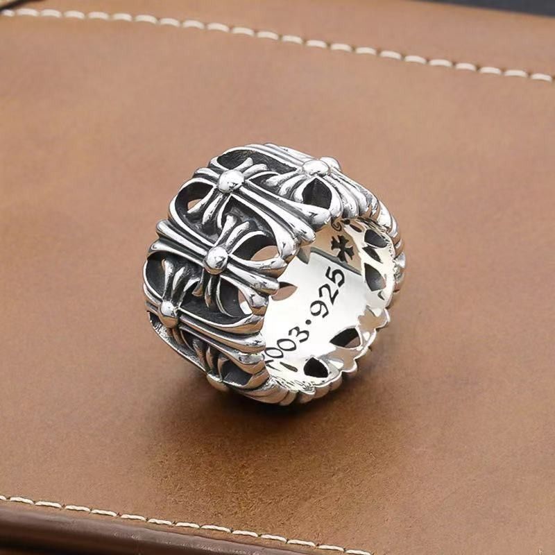 Other CH-Inspired Thick Cross Ring – Vintage Punk Round Band Size ONE SIZE - 1 Thumbnail