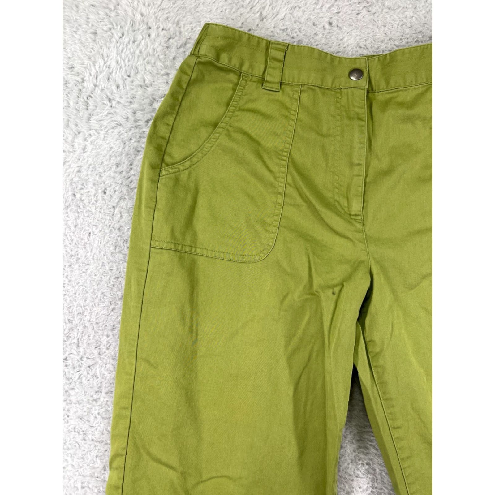 Vintage Chico's Green Cotton Blend Capri Pants Women's Size 1 Pockets Stretch Casual Summer Size 25" / US 0 / IT 36 - 6 Thumbnail