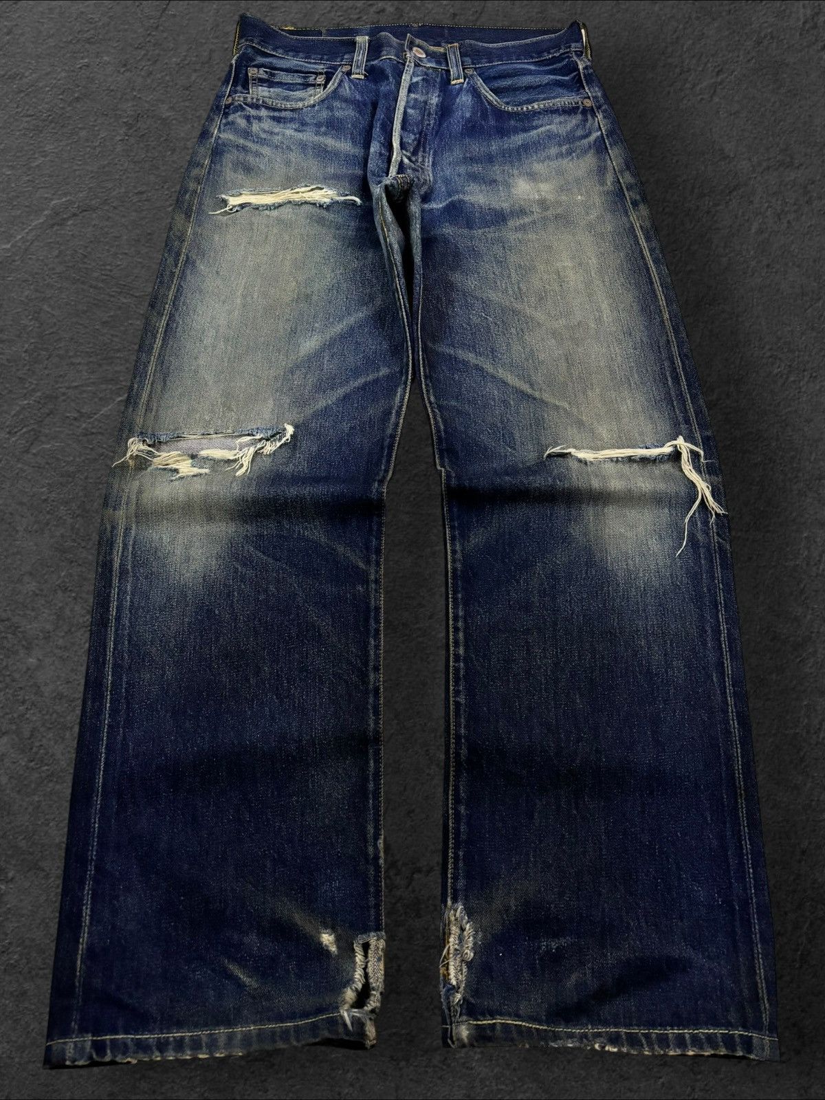 Levi's Vtg 80s US Levis Big E 501 #555 Grunge Selvedge Jeans Size US 30 / EU 46 - 2 Thumbnail
