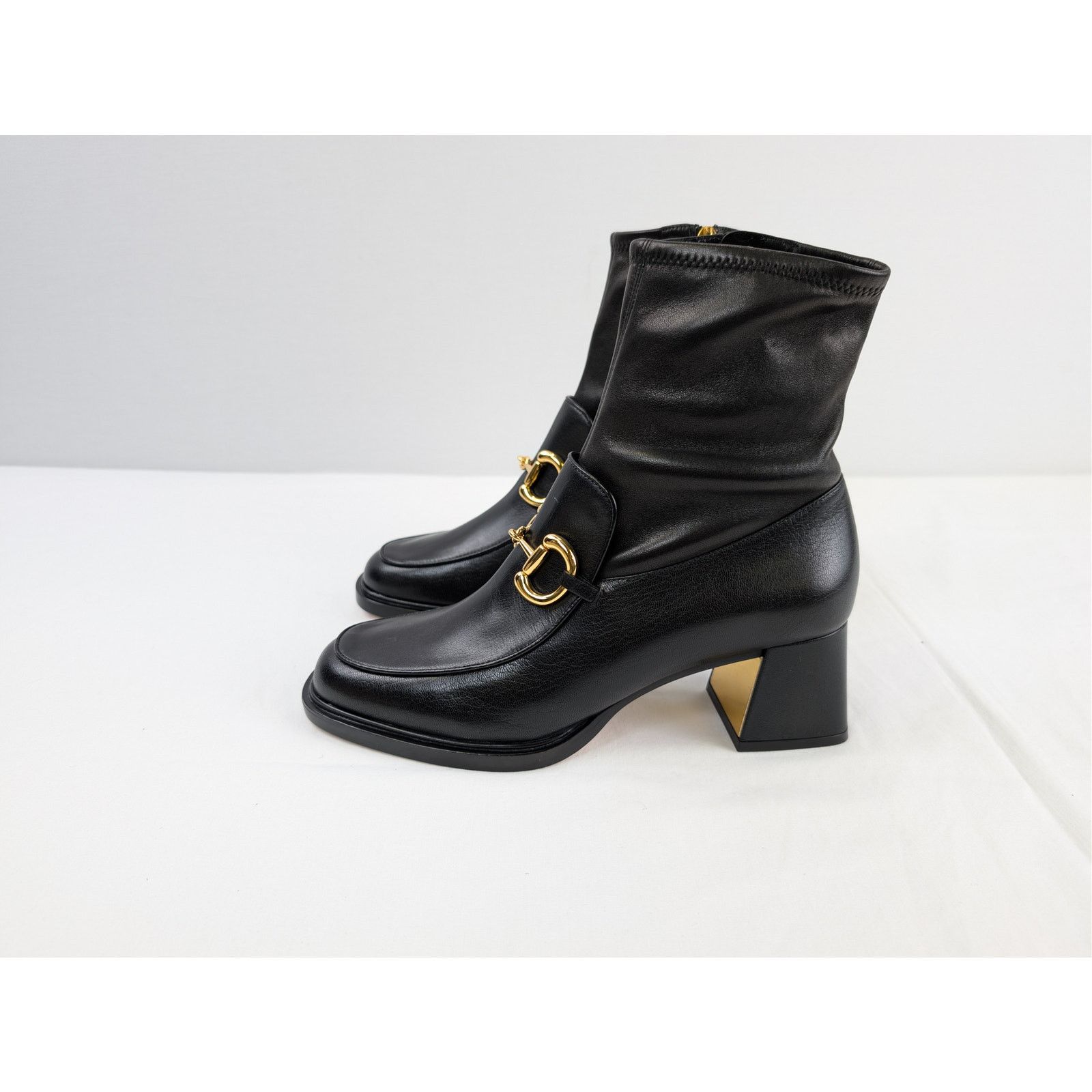 Gucci o1rshd1 Horsebit Leather ankle boot in Black-Gold Toned Size US 10 / IT 40 - 10 Thumbnail