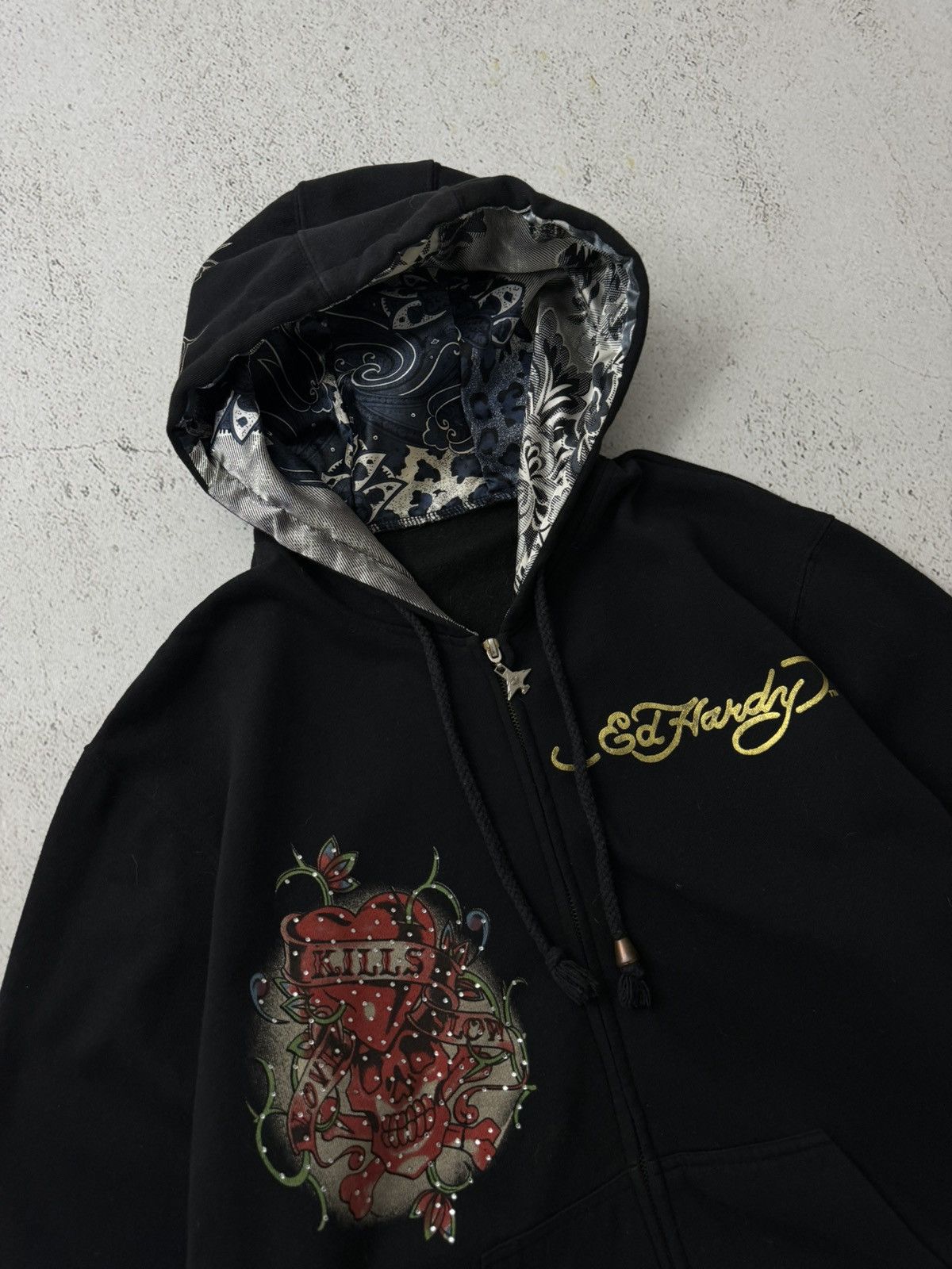 Christian Audigier × Ed Hardy × Vintage Ed Hardy Christian Audigier Y2K Vintage Zip Hoodie Size US M / EU 48-50 / 2 - 9 Thumbnail