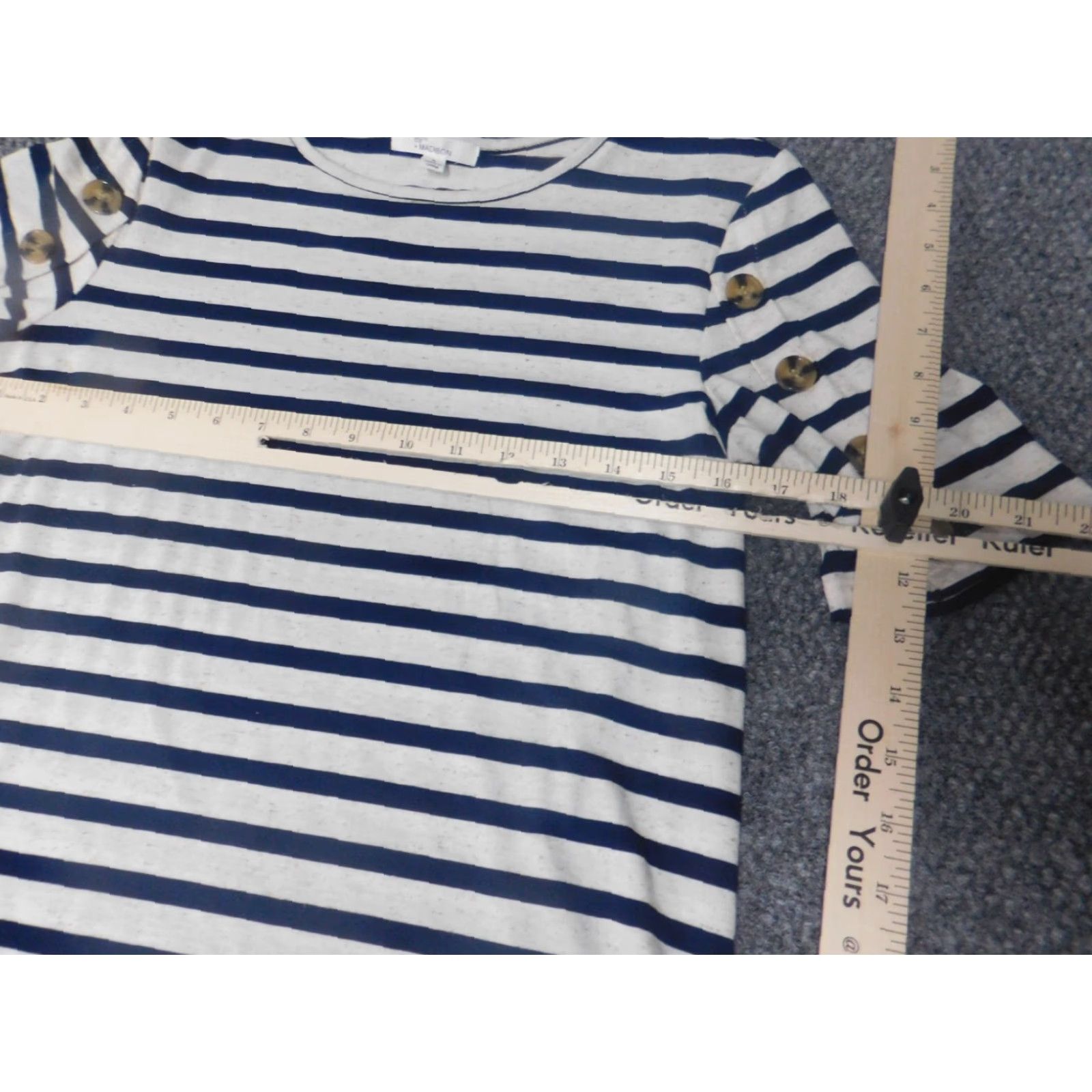 Vintage 89th & Madison Womens Blouse Short Sleeve Crew Neck Pullover Blue Striped S Small Regular Stretch Button Casual Vintage: No Size S / US 4 / IT 40 - 5 Thumbnail