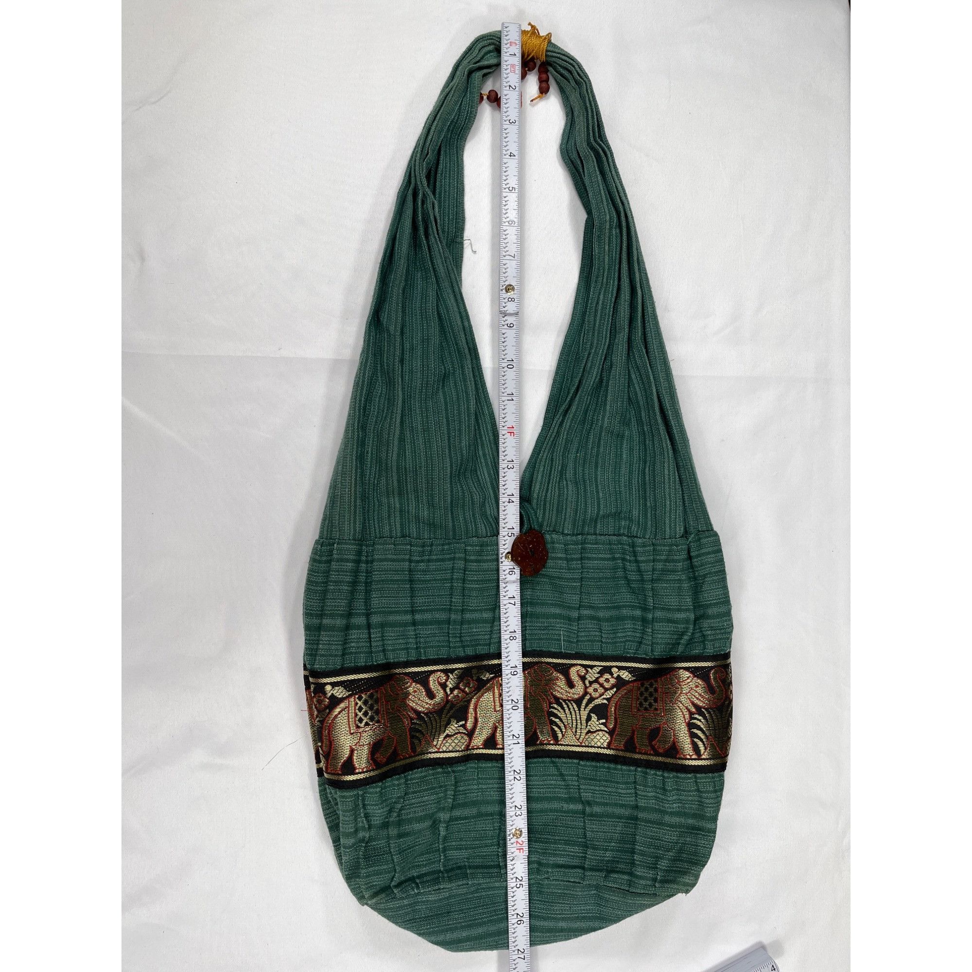 Vintage Bohemian SKU 7892 Green Crossbody Sling Bag With Elephant Pa Size ONE SIZE - 3 Thumbnail