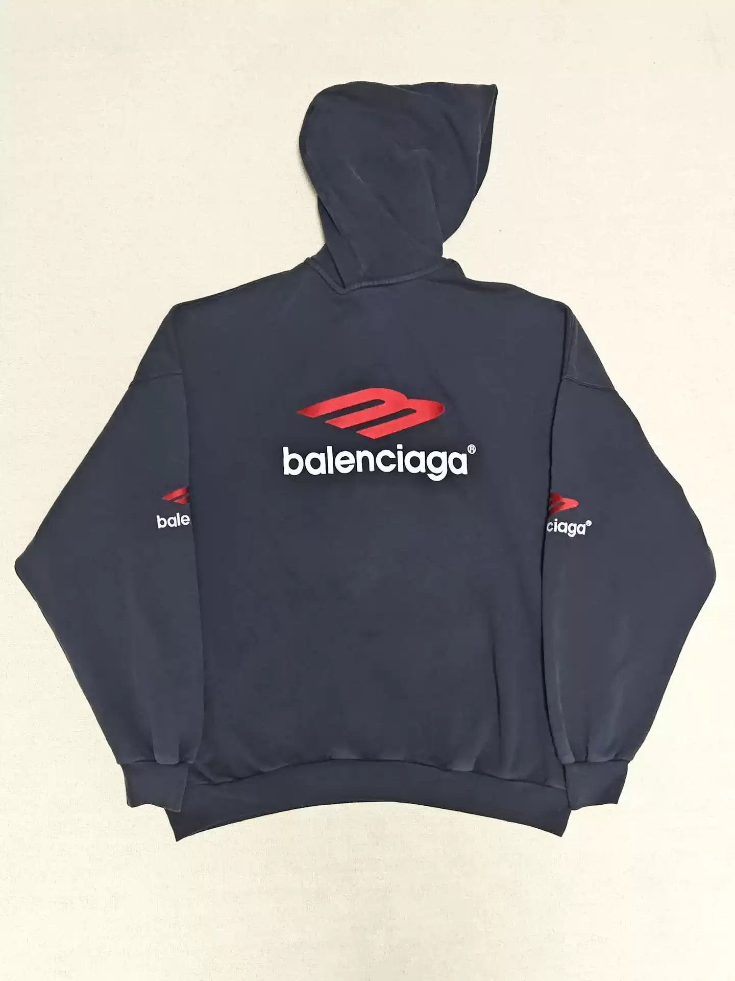 Balenciaga Balenciaga23FW 3Bsports Black and Red Hoodie Size US S / EU 44-46 / 1 - 1 Thumbnail