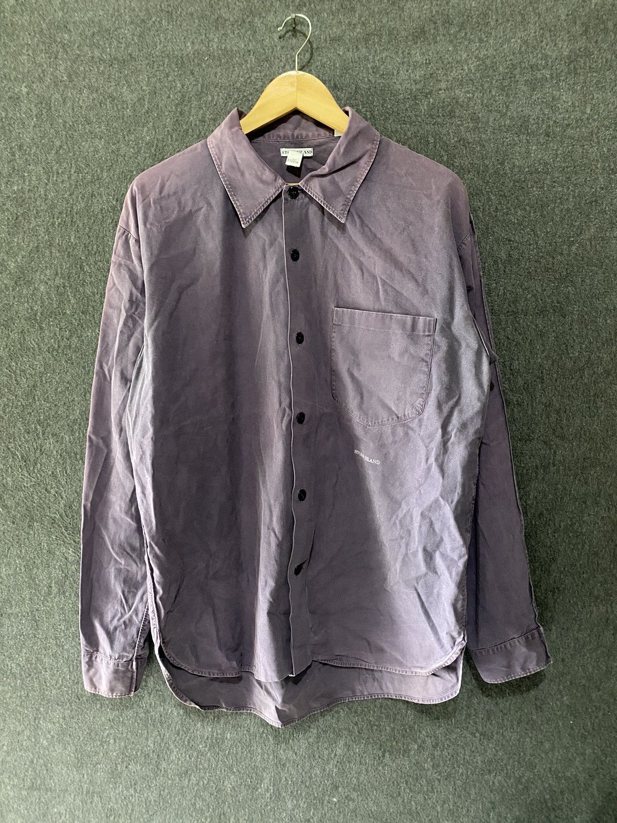 image of Stone Island Faded Of Sun Longsleeve Shirt in Purple, Men's (Size Medium)