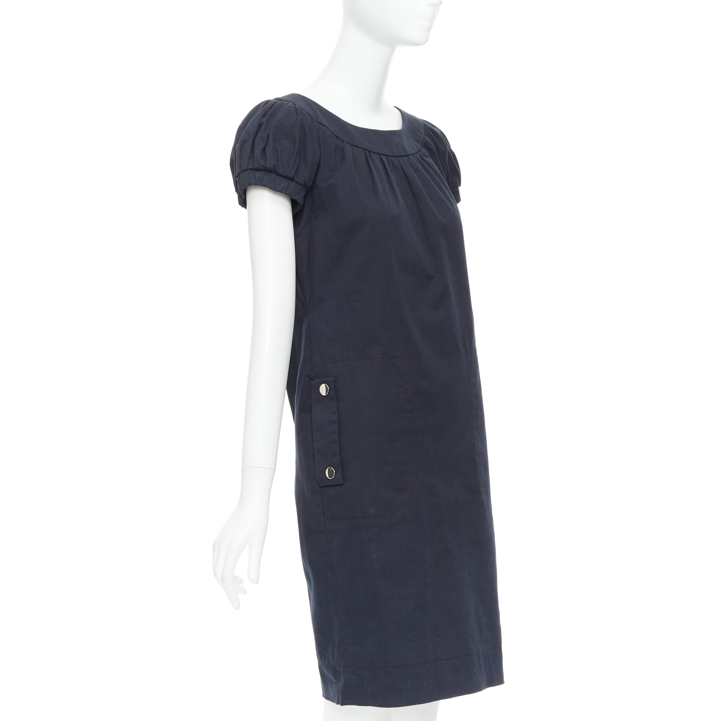 Dolce & Gabbana DOLCE GABBANA black cotton bateau puff sleeves sack dress IT40 S Size S / US 4 / IT 40 - 1 Thumbnail