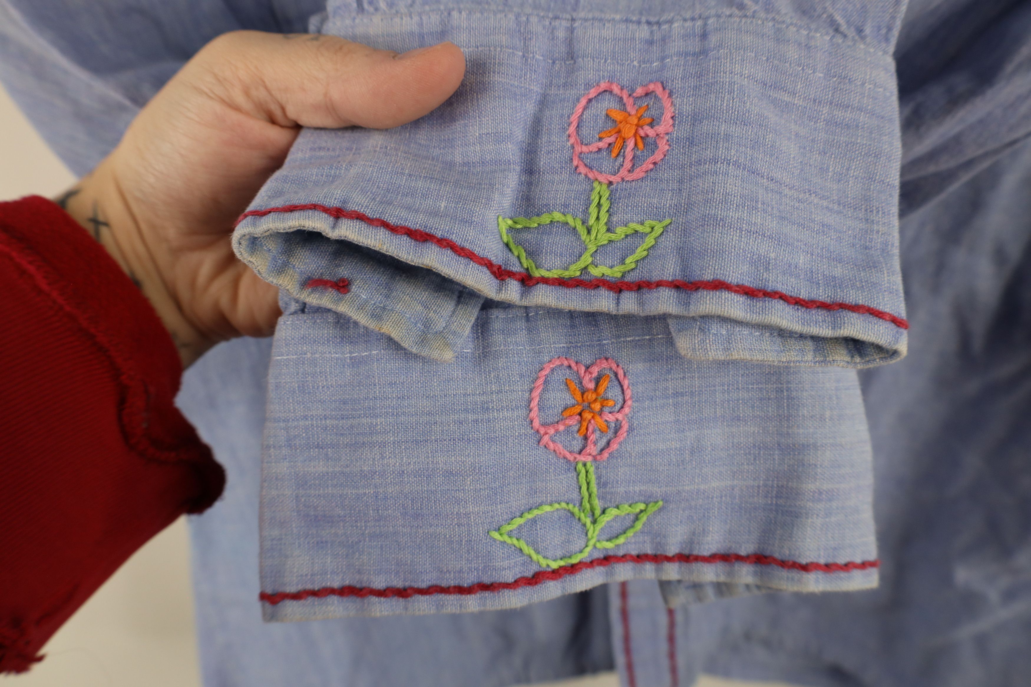 Vintage Vintage 70s Boho Chic Embroidered Military Button Shirt Size L / US 10 / IT 46 - 7 Thumbnail