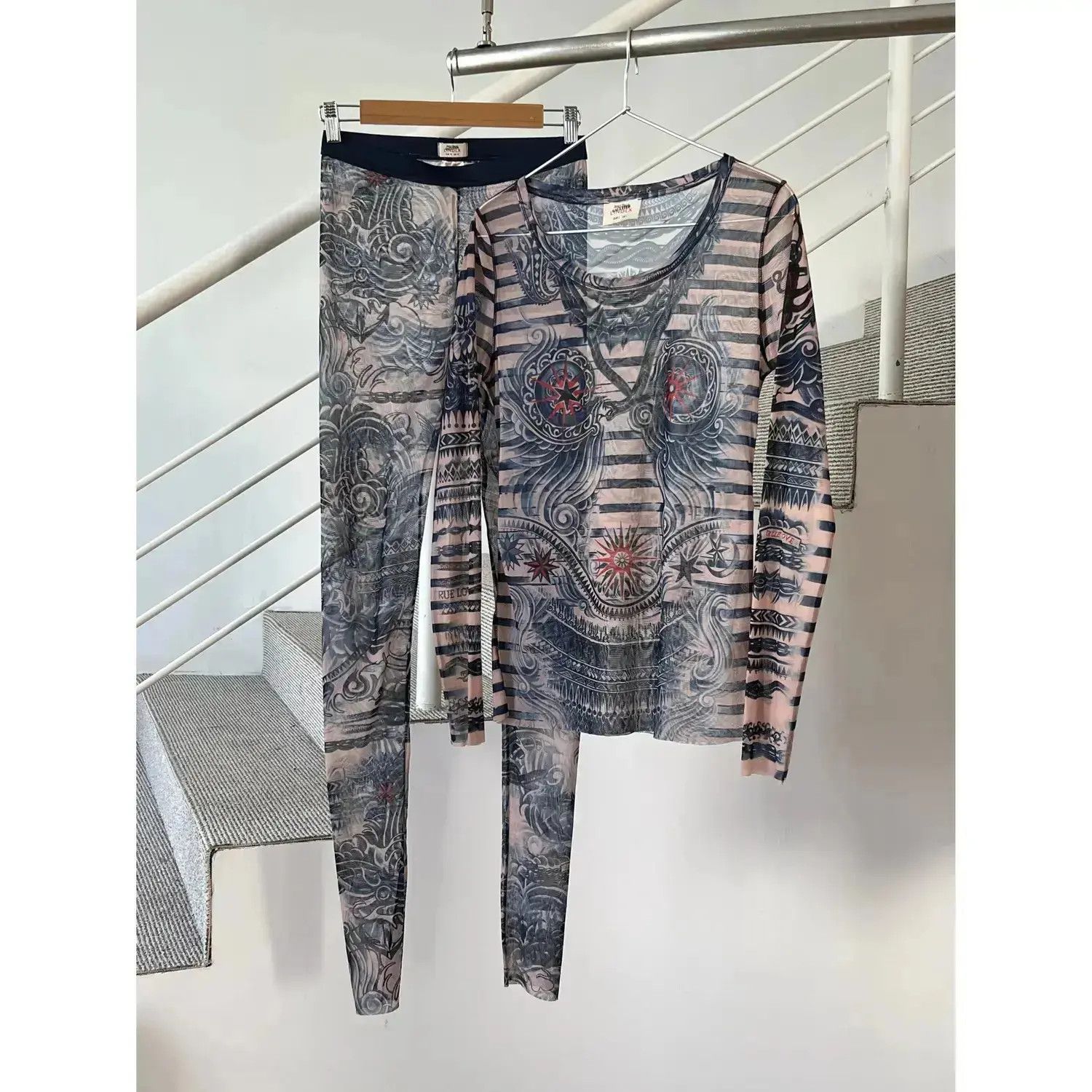 Jean Paul Gaultier × Sacai Sacai x Jean Paul Gaultier x Dr. Woo printed  tattoo top | Grailed