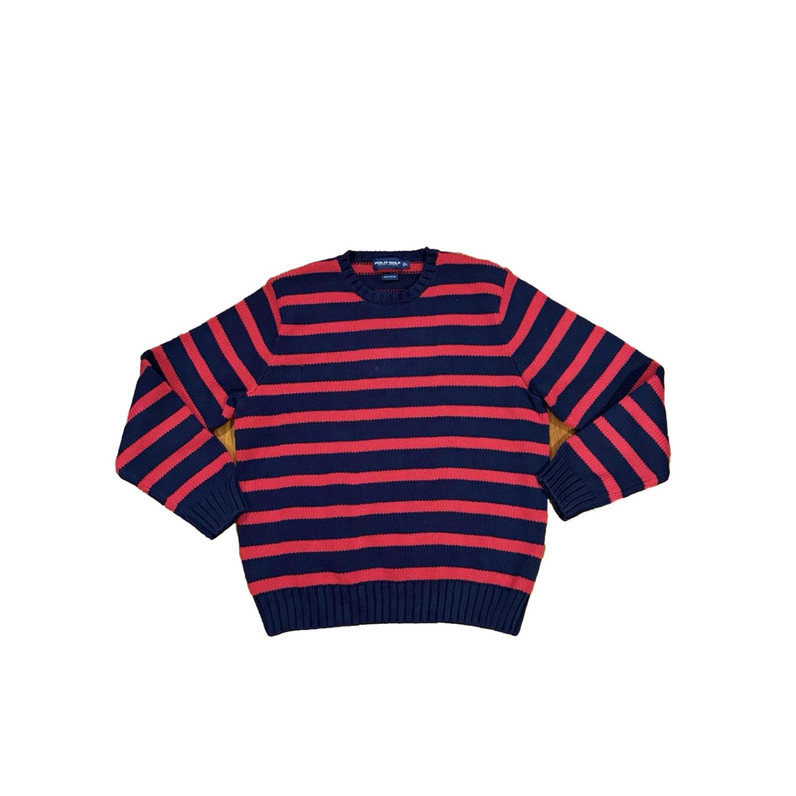 Polo Ralph Lauren VINTAGE Polo Ralph Lauren Golf Sweater Mens Blue Red Stripe Knit Lrg 100% Cotton Size US L / EU 52-54 / 3 - 2 Thumbnail