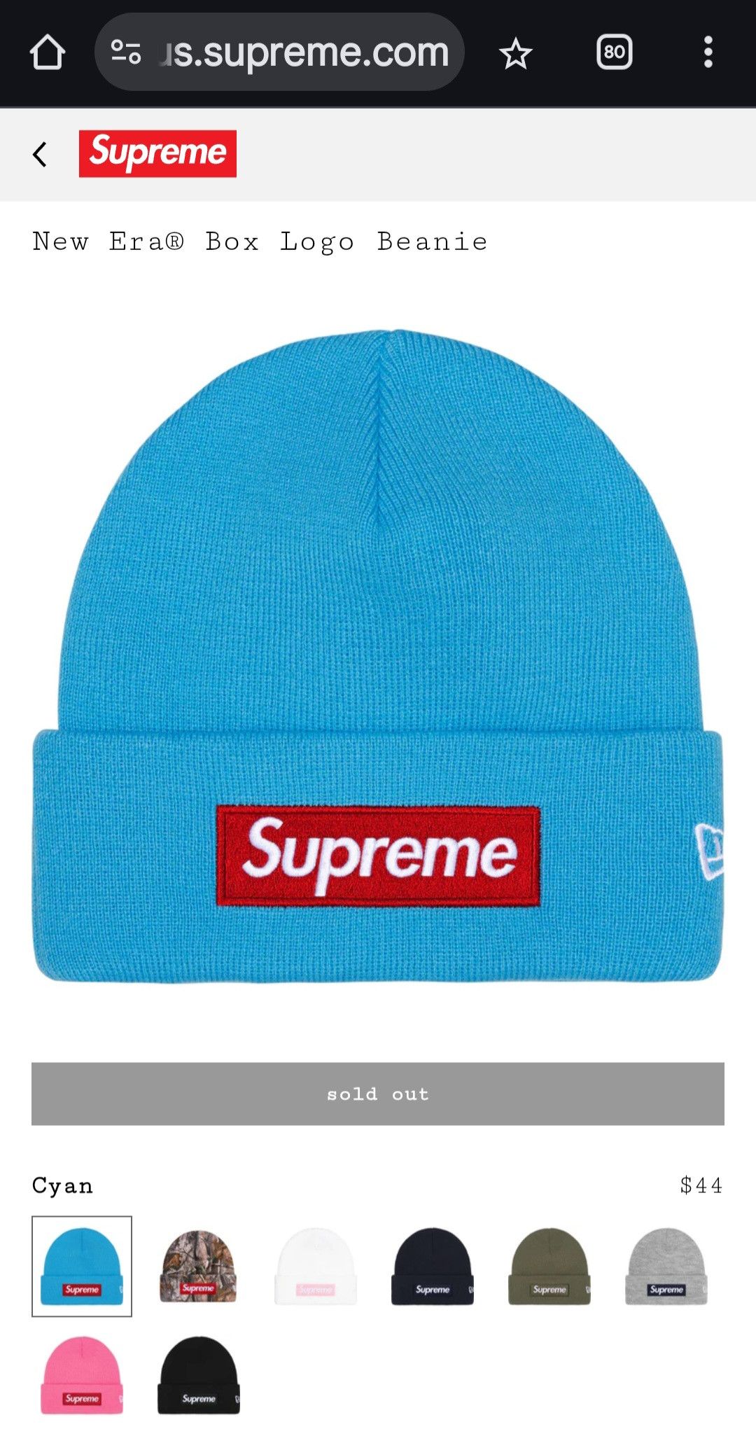 New Era × Supreme Supreme Box Logo Beanie Cyan | Grailed