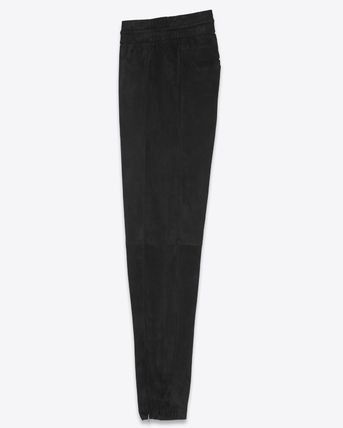 Saint Laurent Paris o1bcso1str1024 Sweatpants in Full Grain Suede in Black Size US 28 / EU 44 - 2 Thumbnail