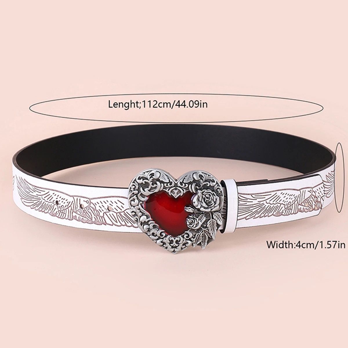 Japanese Brand × Vintage Leather Belt Red Heart Size ONE SIZE - 2 Thumbnail