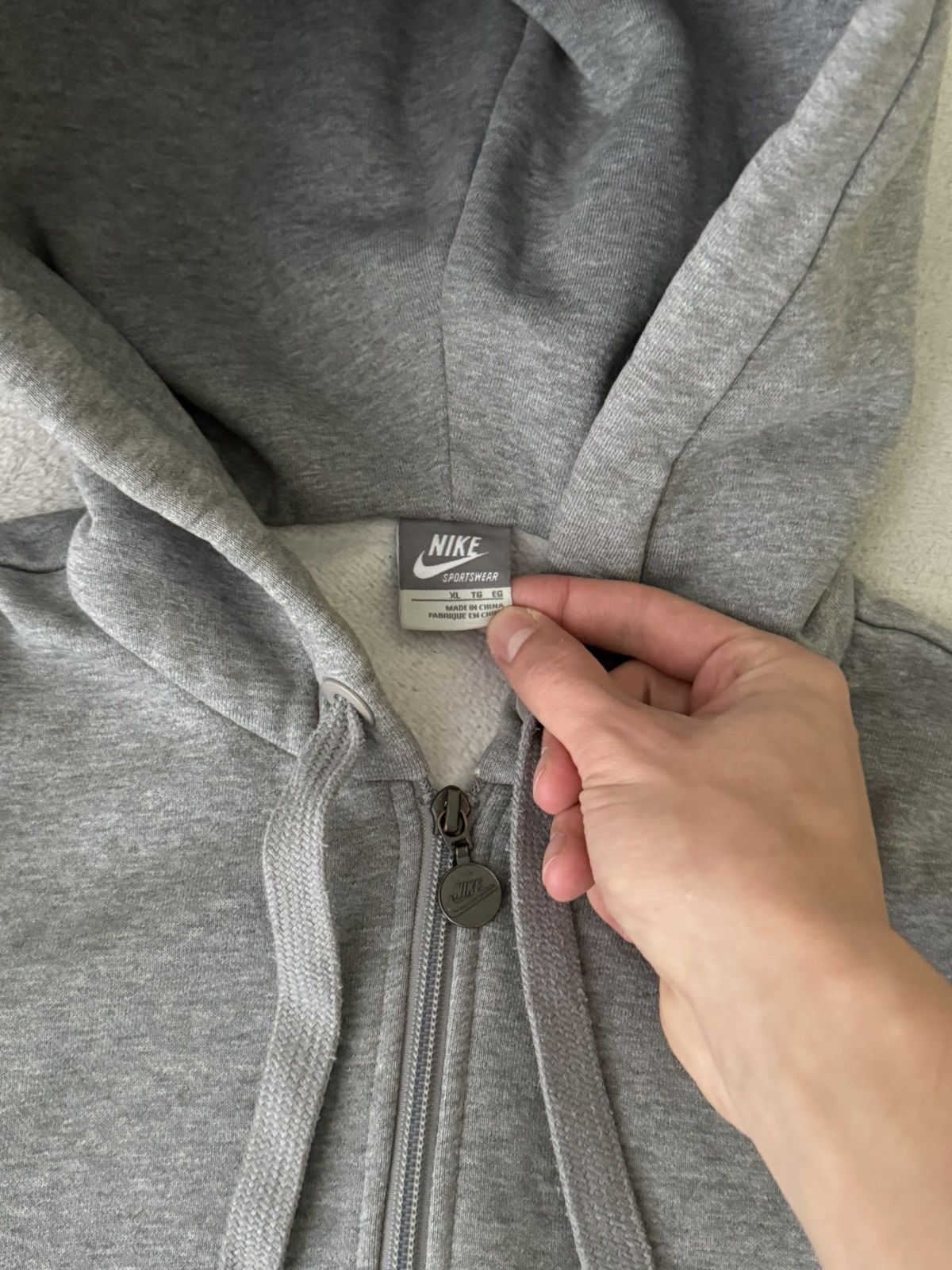 Vintage Nike Y2K swoosh oversized grey zip hoodie