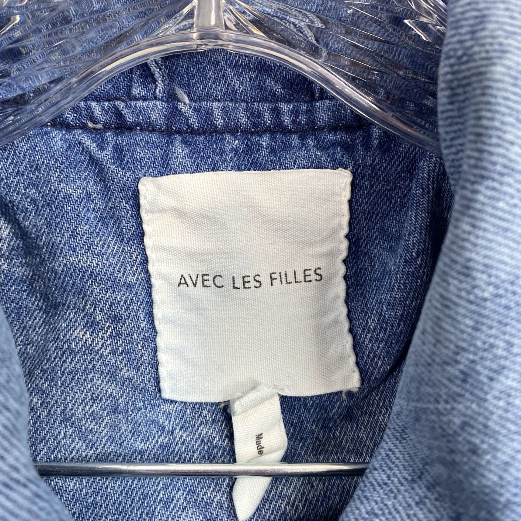 AVEC LES FILLES Avec Les Filles Jacket Womens S Denim Military Full Zip Pockets Acid Wash Blue Size S / US 4 / IT 40 - 3 Thumbnail
