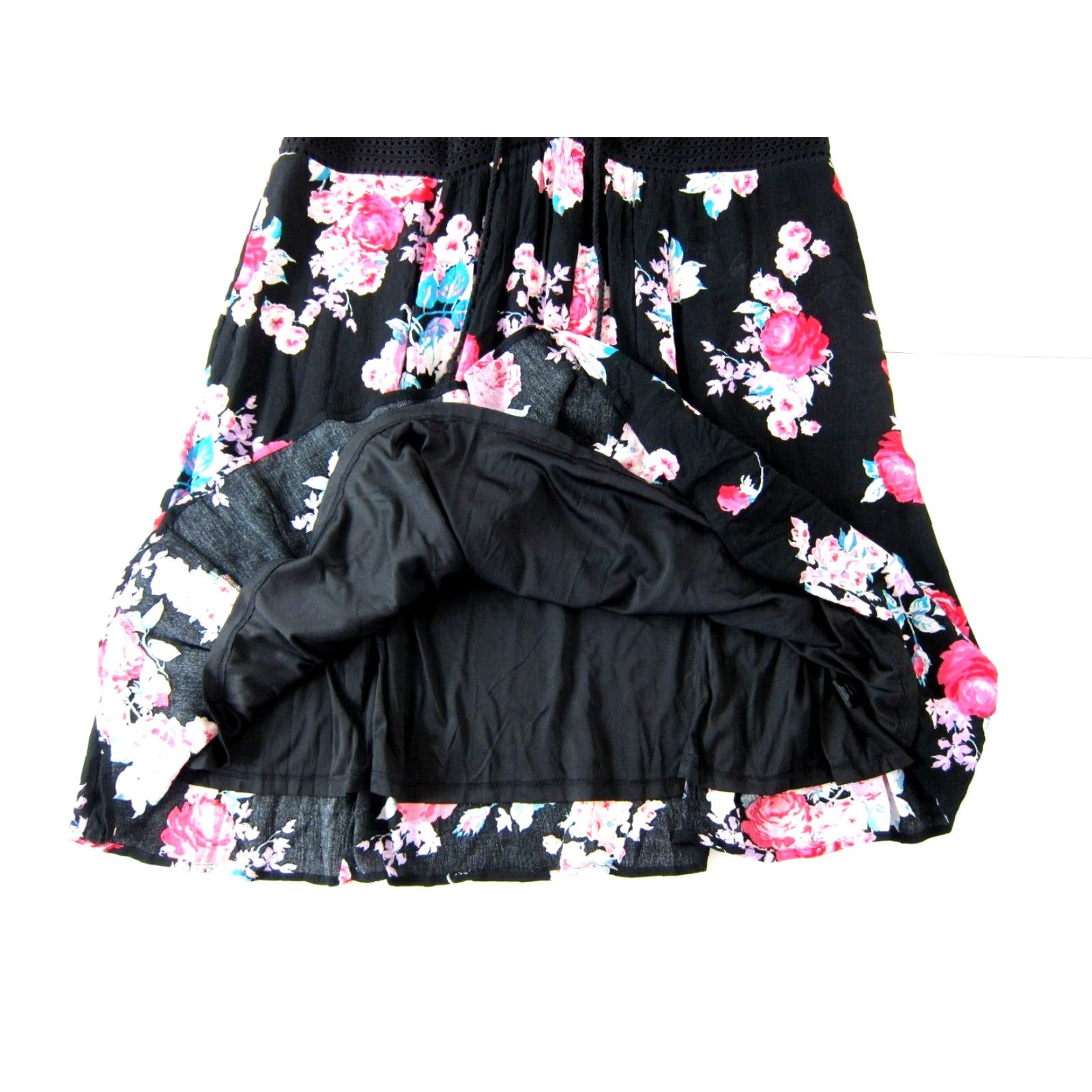 Torrid NWT Torrid Black Pink Floral Rose Short Sleeve Pocket V-Neck Smock Dress 1X Size 40" / US 18 - 7 Thumbnail