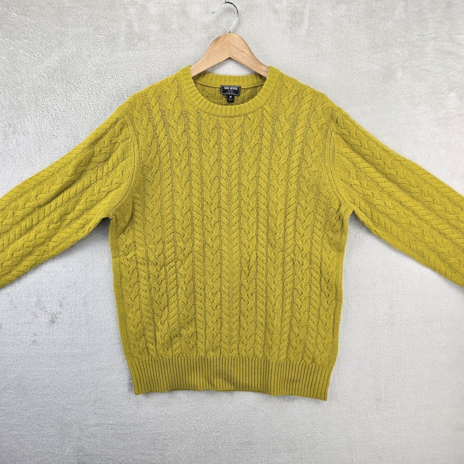 Todd Snyder Todd Snyder Lambs Wool Cable Knit Sweater Mens Medium Gold Size US M / EU 48-50 / 2 - 2 Thumbnail