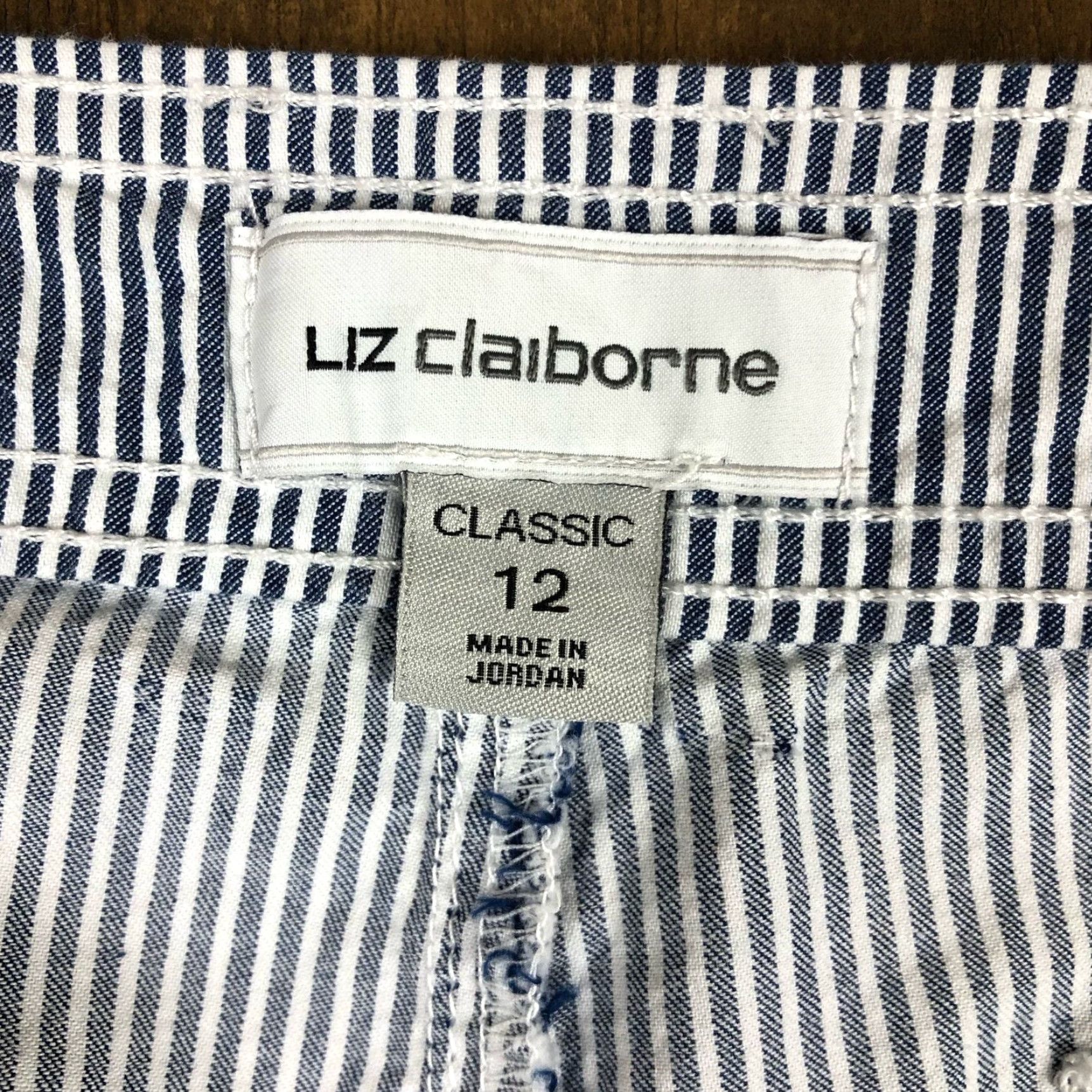 Liz Claiborne VINTAGE Liz Claiborne Womens Pants Capris Striped High Rise Stretch Cotton 12 Blue Size 34" / US 12 / IT 48 - 4 Thumbnail