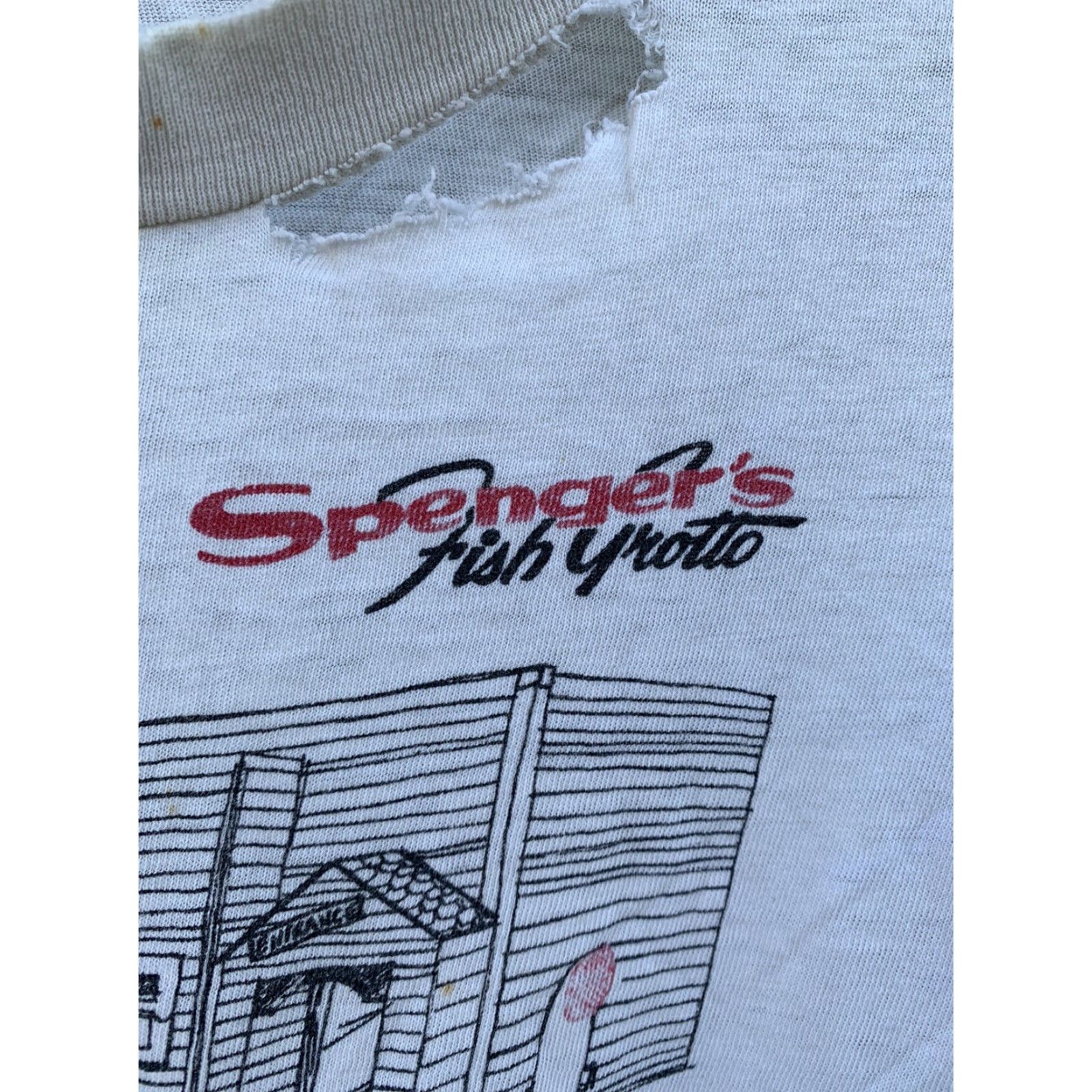 Vintage VINTAGE Belton Spengers Fish Grotto t shirt Short Sleeve White Cotton XL Mens Graphic Tee Vintage Sportswear/Beach 90s Size US XL / EU 56 / 4 - 4 Thumbnail