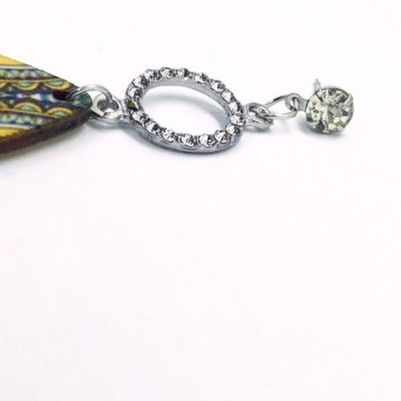 Other Silver-Tone Rhinestone Painted Wood Dangle Earring Size ONE SIZE - 3 Thumbnail