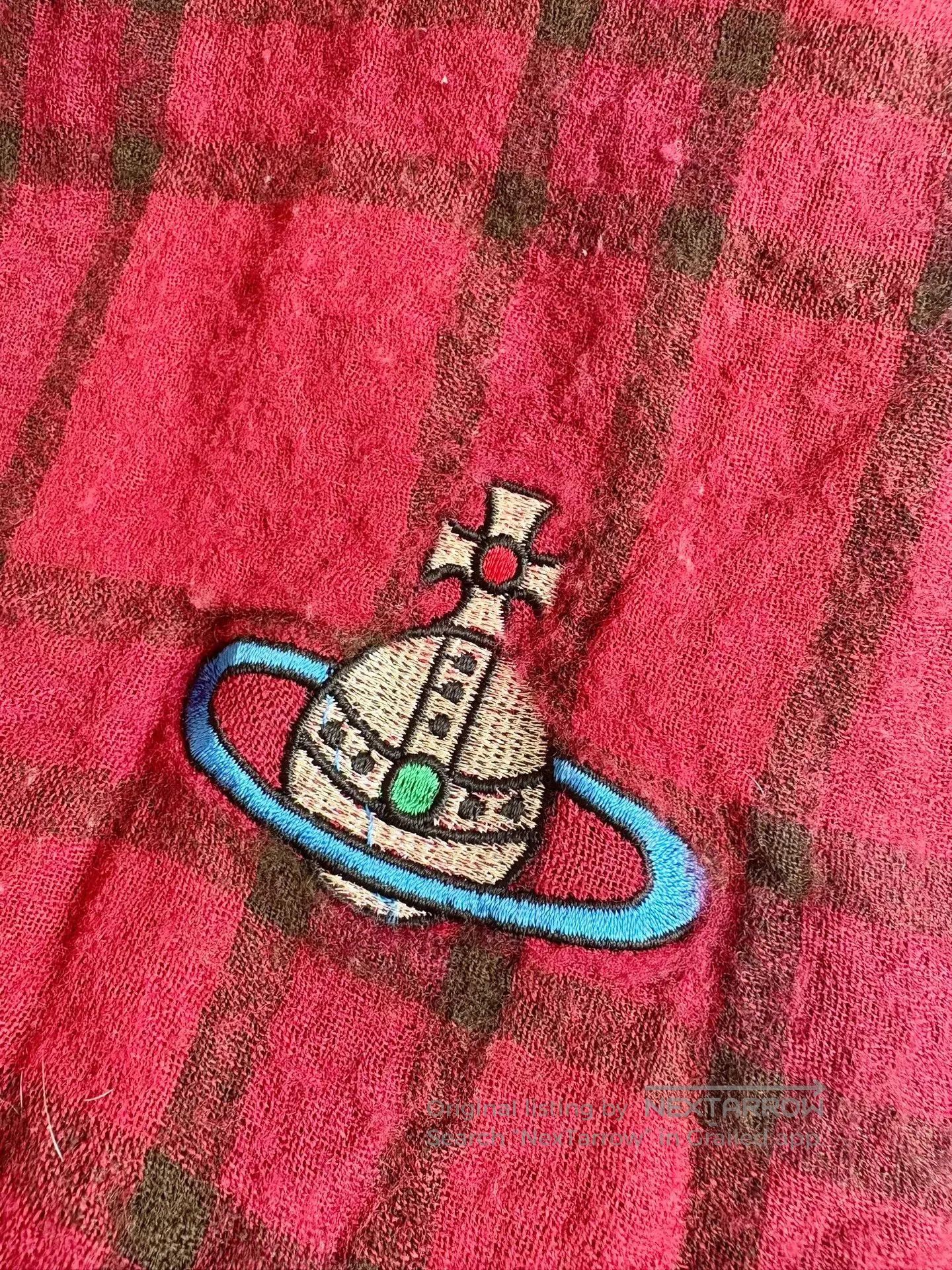Vivienne Westwood Vivienne Westwood Red Brown Plaid Saturn Scarf. Size ONE SIZE - 6 Thumbnail