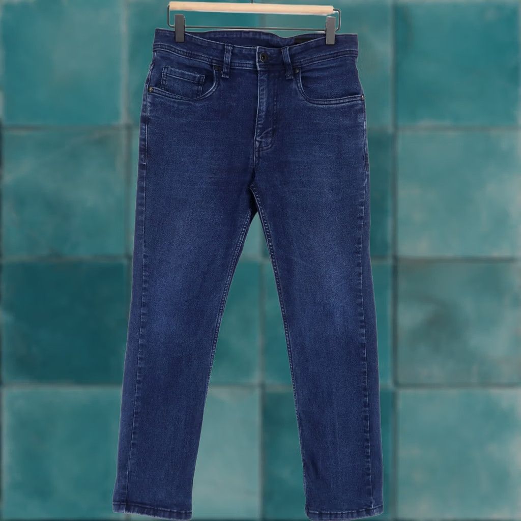 Denime The Perfect Jean Slim Thick Jeans Mens 30x28 Blue Mid Rise Stretch Denim Dark Jeans Size US 30 / EU 46 - 1 Thumbnail