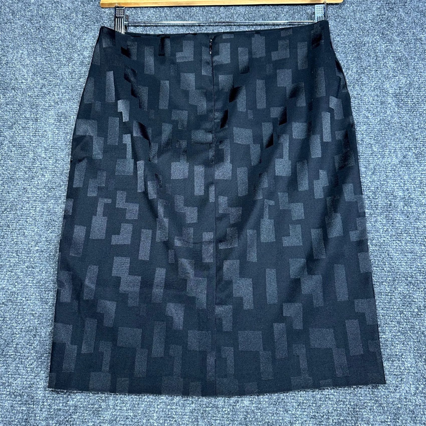 Vintage LAUREN VIDAL Skirt Womens T2 6 Black Pencil Print Vent Back Zip Geometric Size 28" / US 6 / IT 42 - 6 Thumbnail