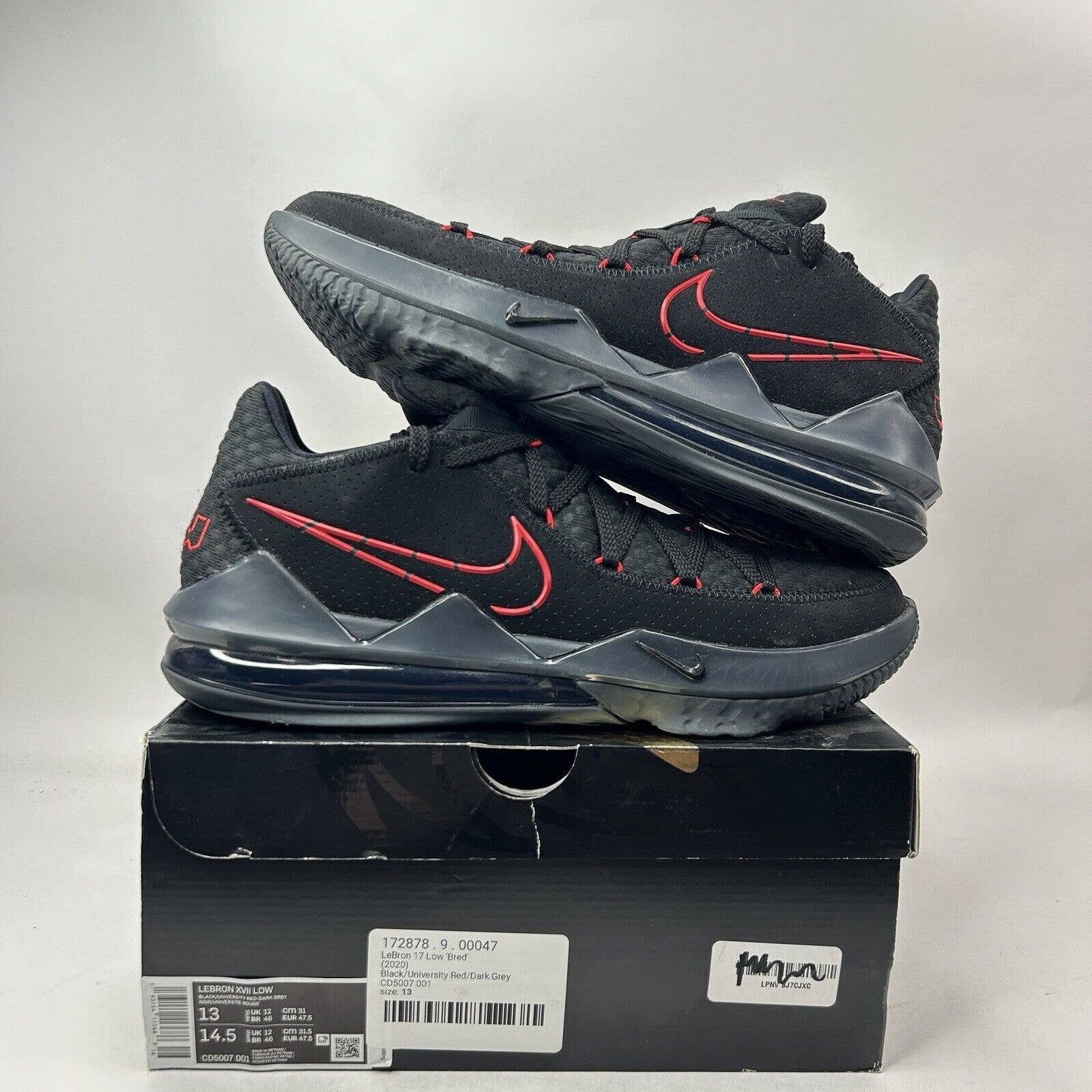 image of Nike Lebron 17 Xvii Low “Bred/black Red” 2023 Shoes, Men's (Size 13)