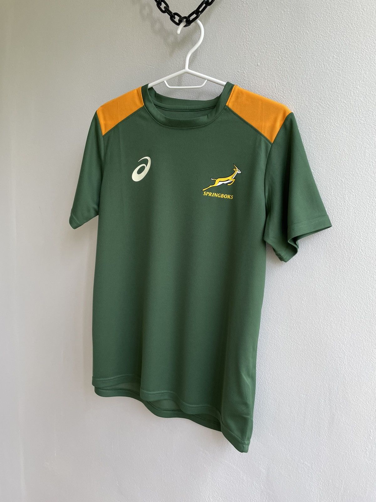 Vintage South Africa Home Rugby Union Training Shirt Asics Jersey Size M / US 6-8 / IT 42-44 - 2 Thumbnail