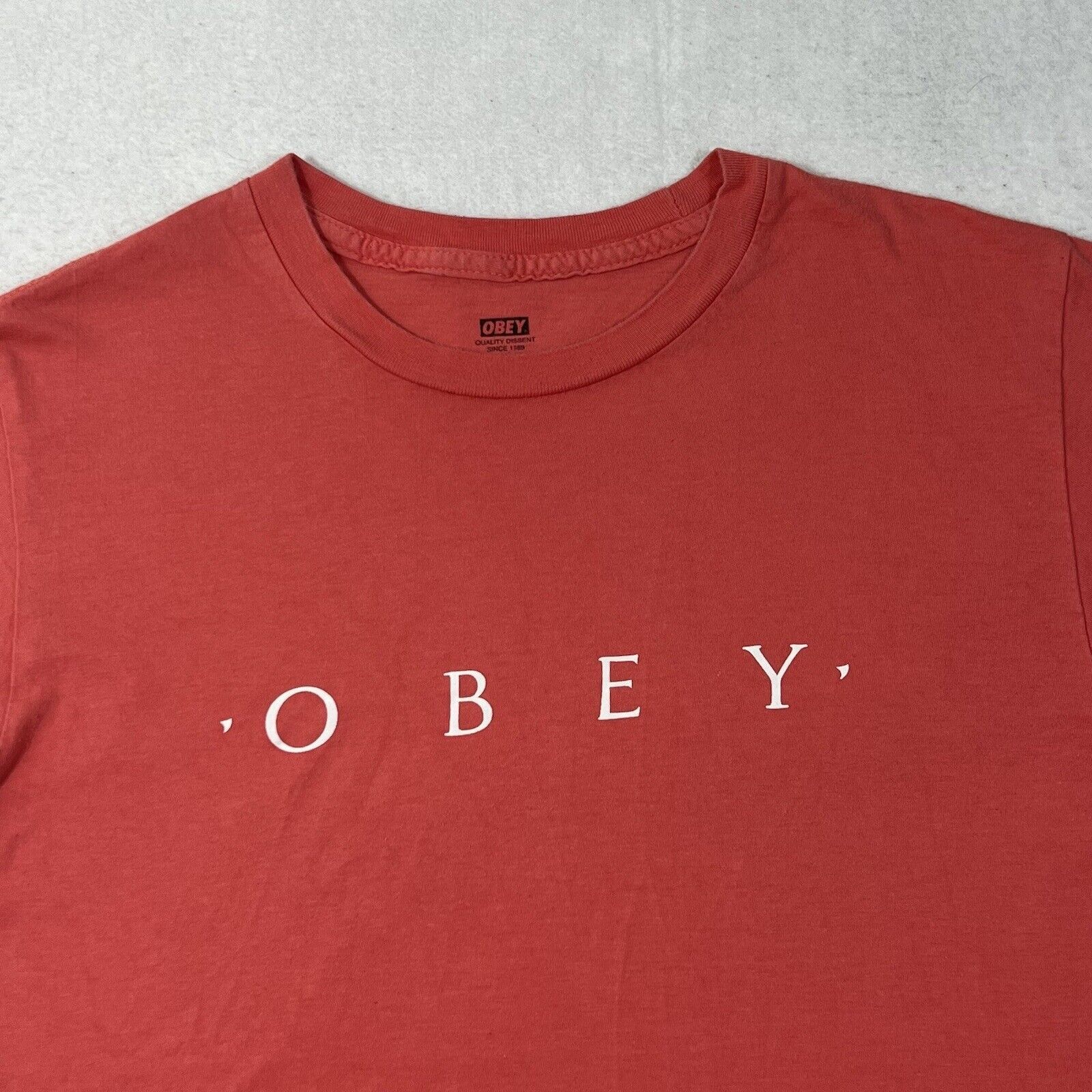 Obey OBEY Short Sleeve Graphic T Shirt Salmon Pink Tee Size US S / EU 44-46 / 1 - 2 Thumbnail