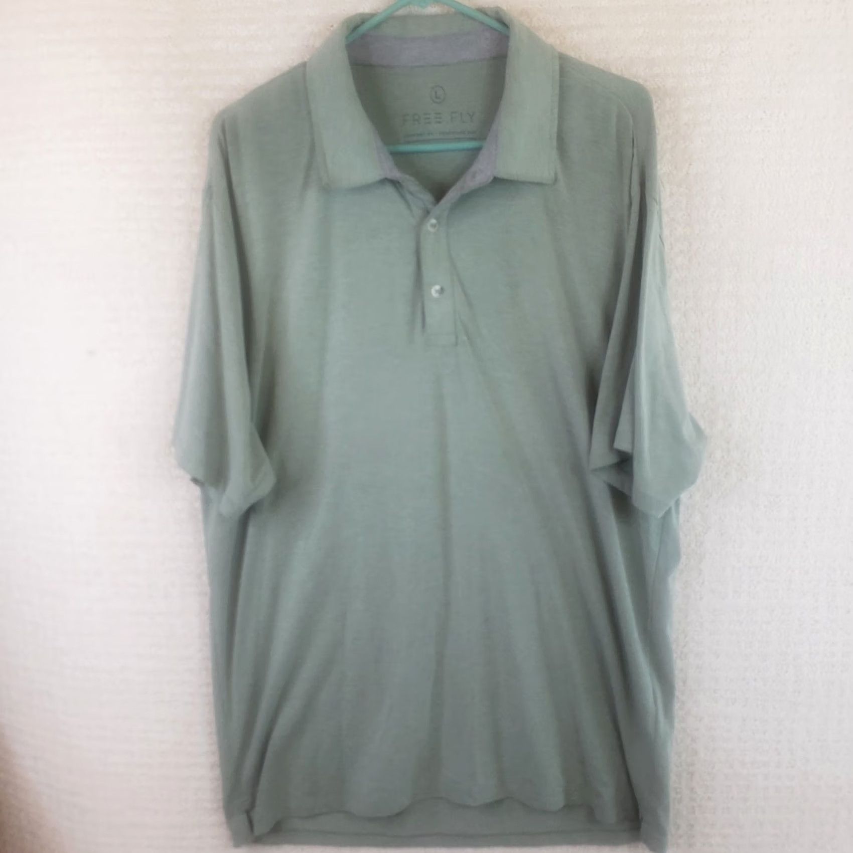 Vintage Free Fly Polo Shirt Mens Large Green Performance Bamboo Stretch Golf Shirt Size US L / EU 52-54 / 3 - 2 Thumbnail
