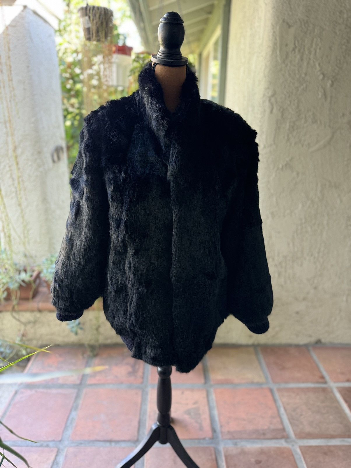 Niki 1990s Vintage Niki Black Dyed Rabbit Fur Jacket Size L / US 10 / IT 46 - 1 Thumbnail