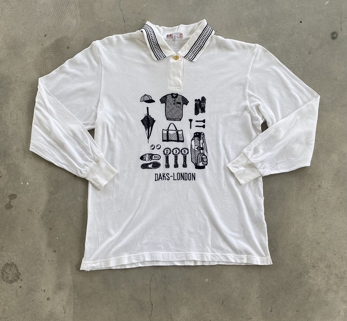 DAKS × Vintage VINTAGE DAKS LONDON EMBROIDERY L/S POLO Size US M / EU 48-50 / 2 - 1 Thumbnail