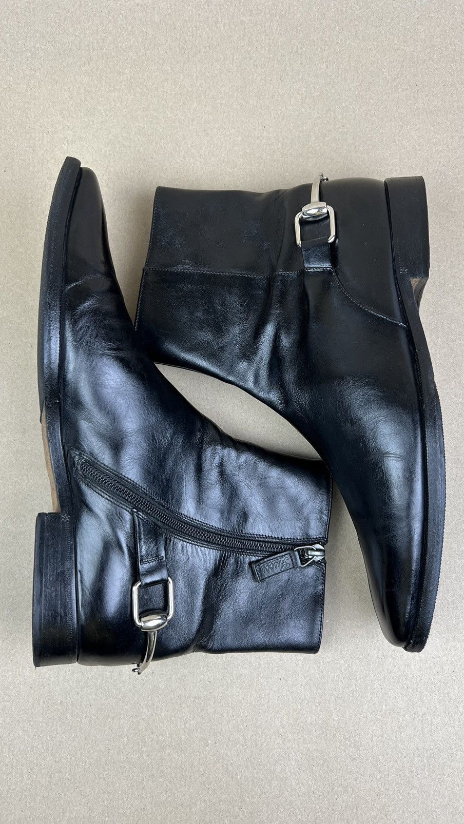 Gucci GUCCI Boots Ankle Leather Shoes HORSEBIT Side Zip Black Mens Size US 6.5 / EU 39-40 - 10 Thumbnail