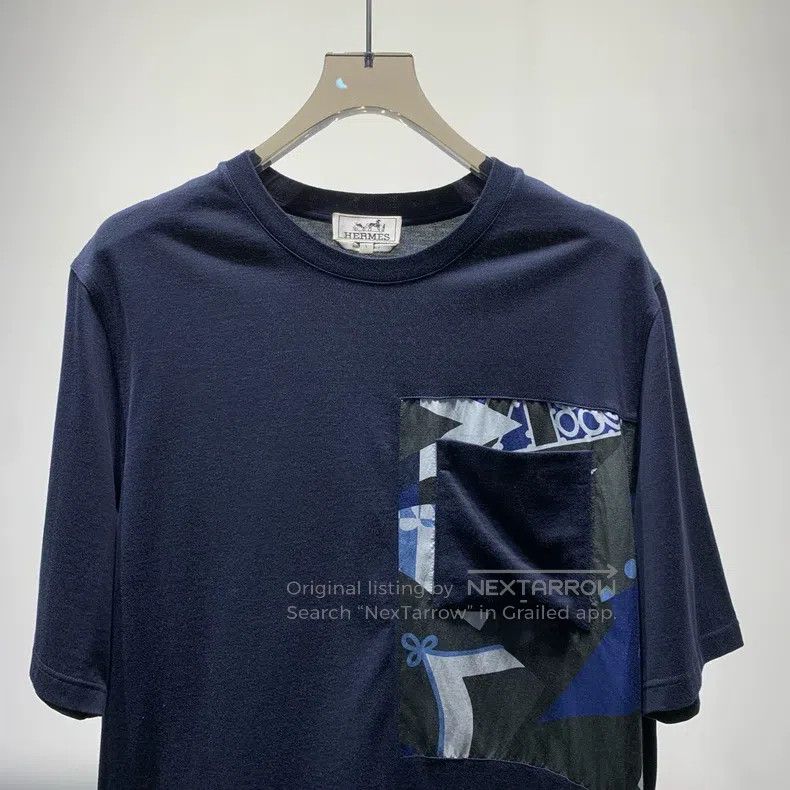 Hermes Printed Pocket Cotton Short Sleeve T-Shirt