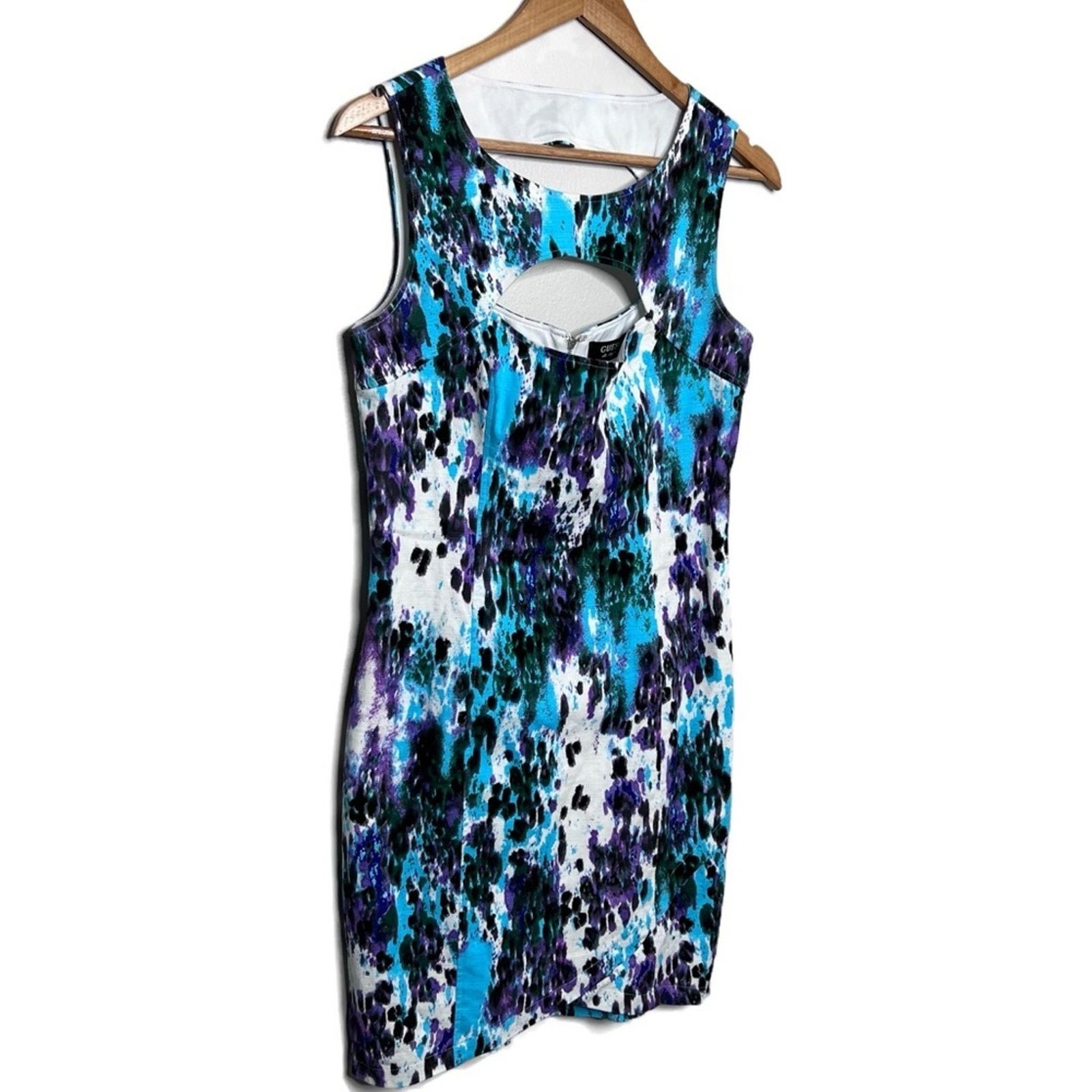 Guess GUESS Women's Shift Peekaboo Neckline Paint Splatter Dress Size XL / US 12-14 / IT 48-50 - 2 Thumbnail