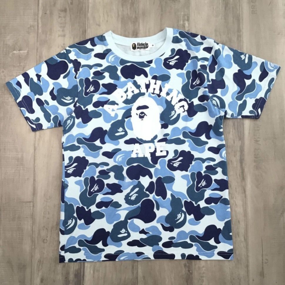 BAPE ABC camo Blue college logo T-shirt a bathing ape