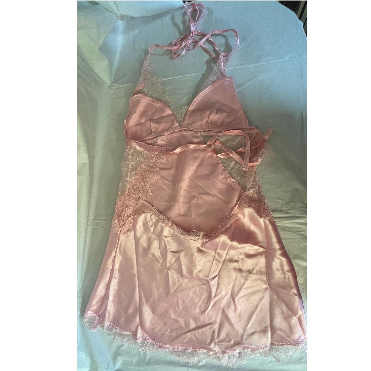 Dolls Kill Dolls Kill Sugar Thrillz Satin Slip Dress Lace Trim Size: XS Size ONE SIZE - 3 Thumbnail