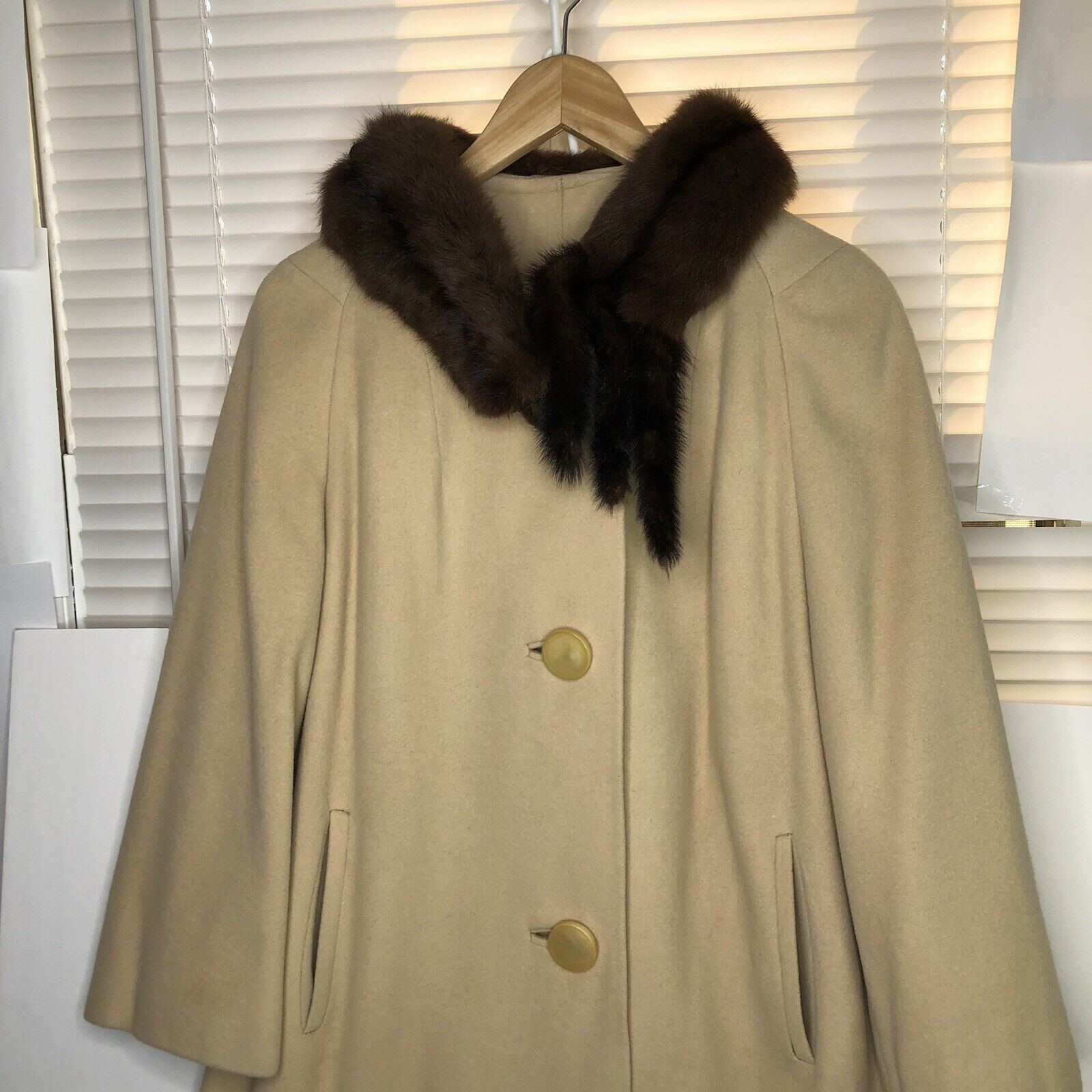 Other Women 80s Tan Long Coat Sz S 100% Cashmere Brown Real ming Size S / US 4 / IT 40 - 6 Thumbnail