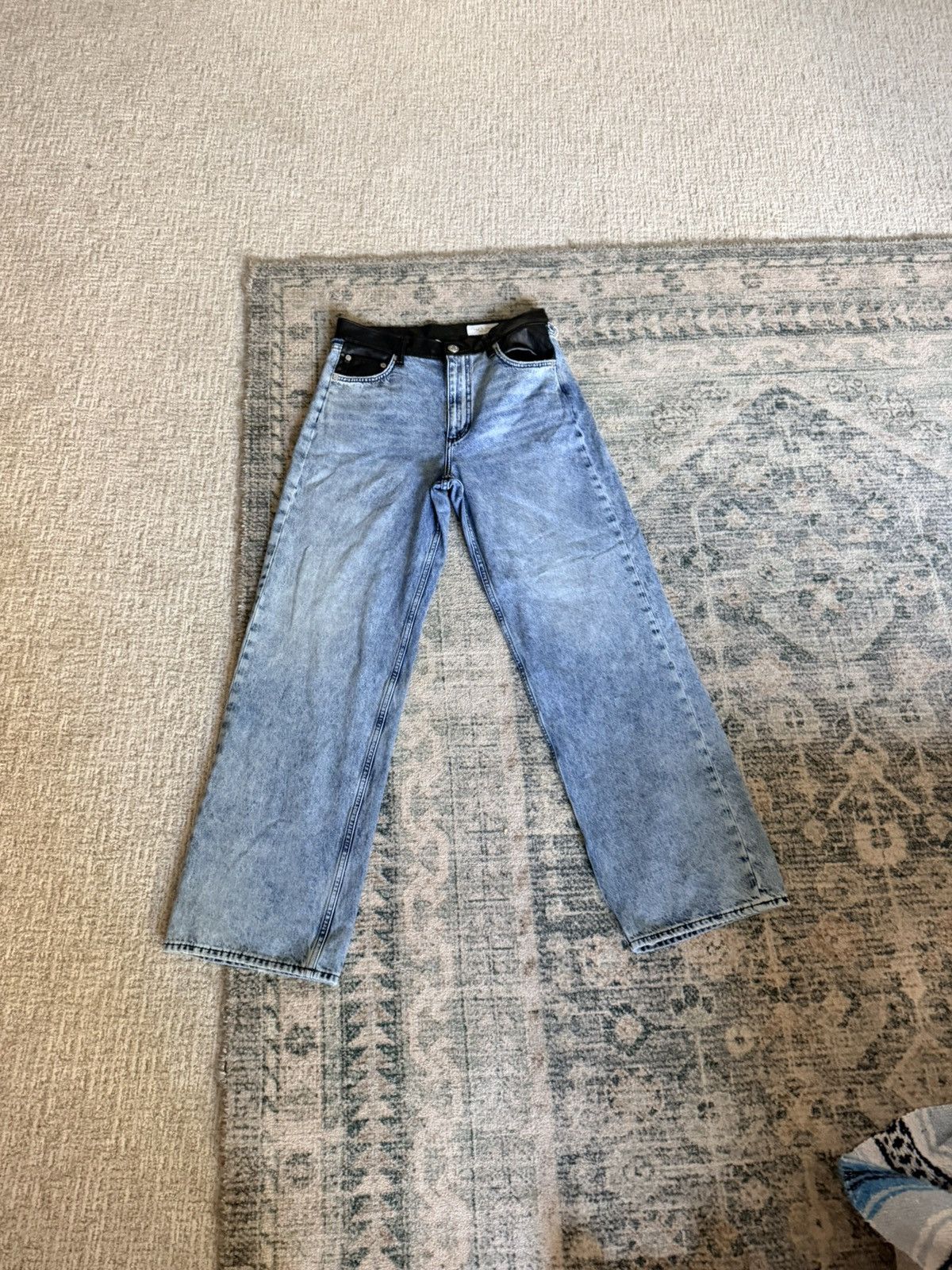 Rag & Bone Rag and Bone Shea faux leather wide leg mid rise jeans 28 Size 28" / US 6 / IT 42 - 10 Thumbnail