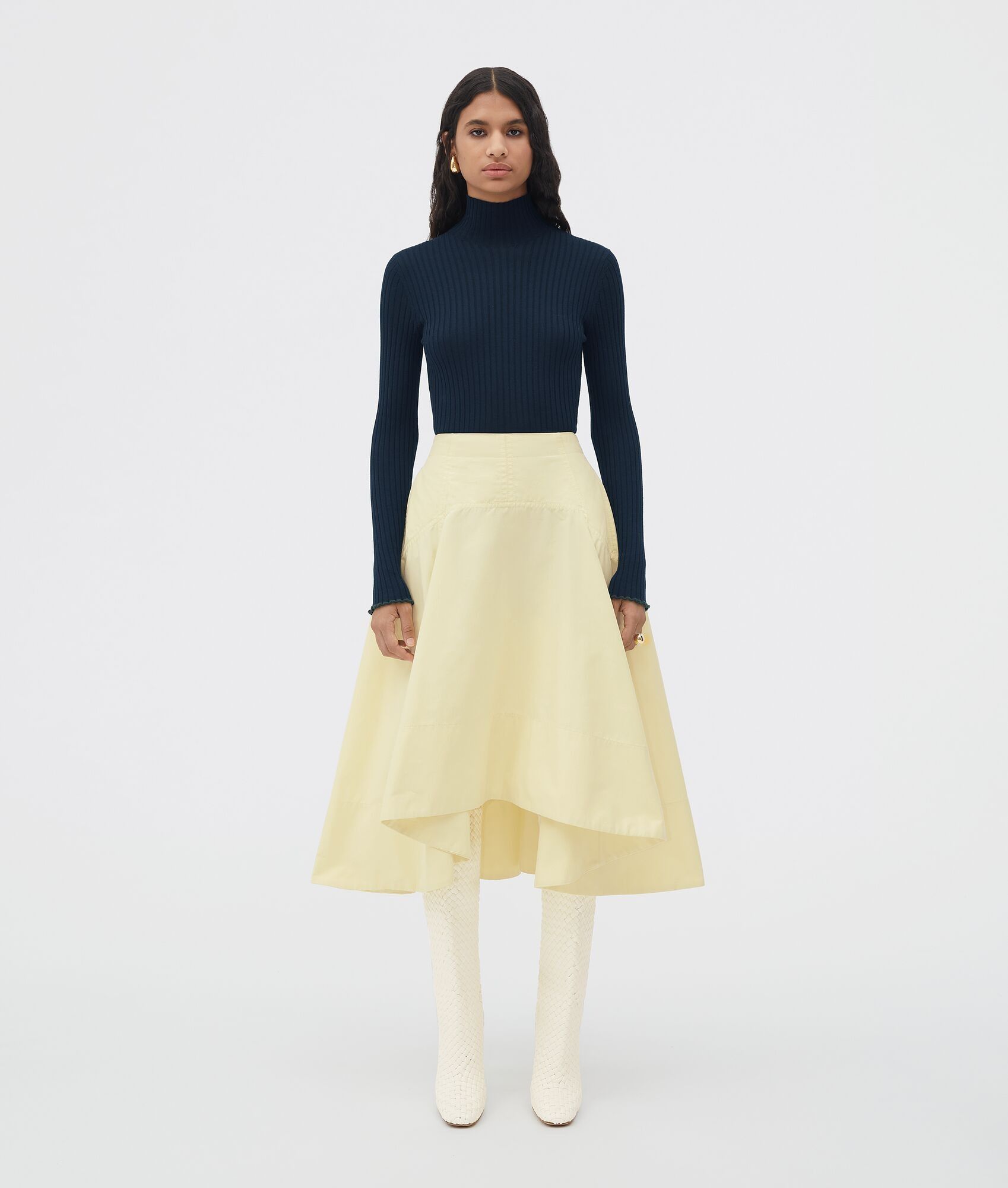 o1loc1c0424 720890 Compact Cotton Skirt in Chamomile